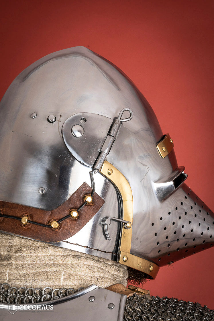 Medieval Houndskull Churburg Bascinet Helmet - 2mm Steel Polished Finish - Perfect for LARP, Historical Reenactment & Cosplay