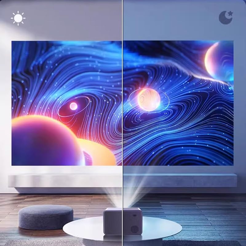 QUYNAGER 1080P Wireless Projector for Home Theater, Bedroom, Office - Portable HD Movie Projector with Side Projection Screen (D As Shown) - Perfect for Movie Nights, Gaming, and Presentations