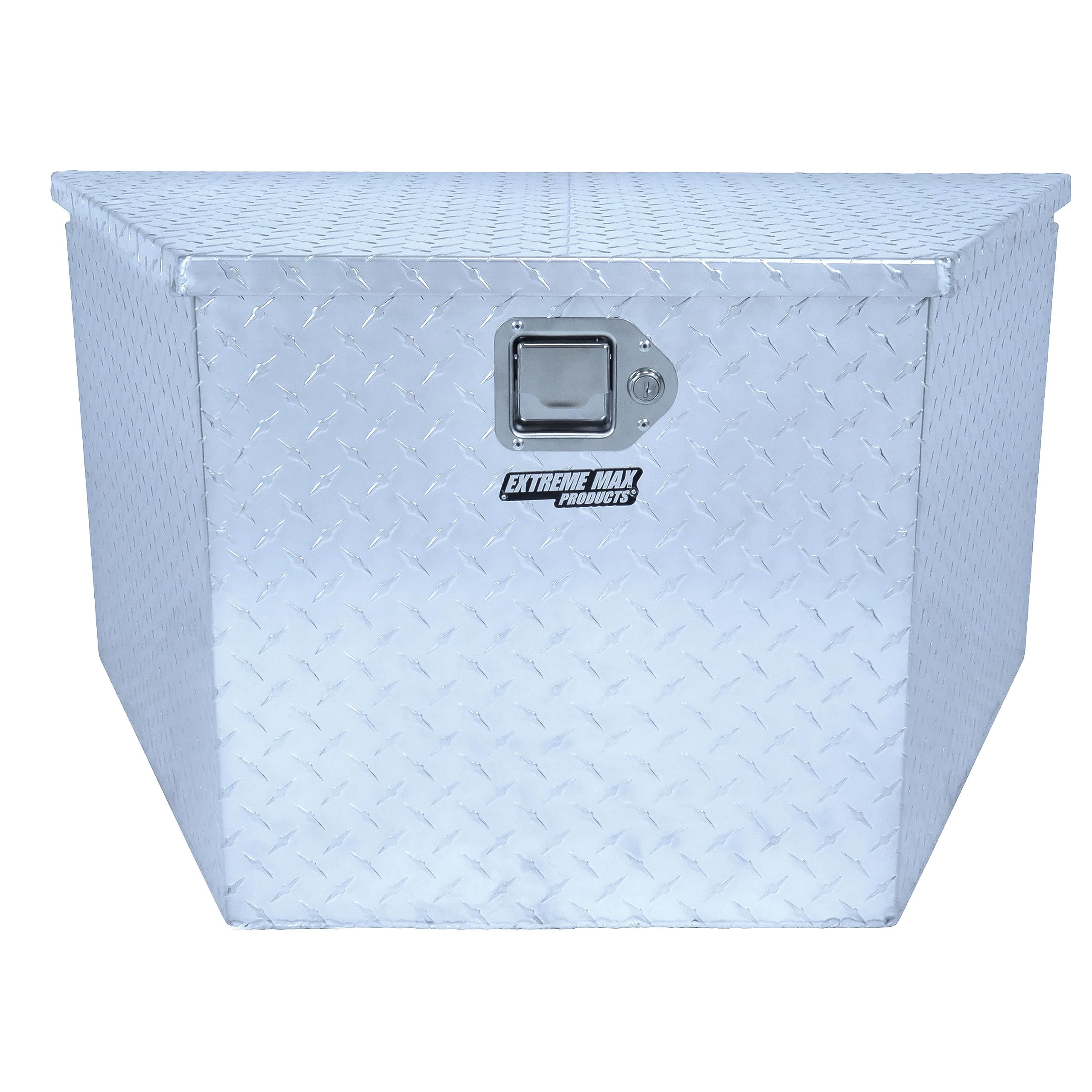 Extreme Max 5001.6097 Aluminum Diamond-Plate Locking Storage Box for Utility & Sport Trailers - Secure Cargo Organizer for Camping, Boating & Outdoor Adventures