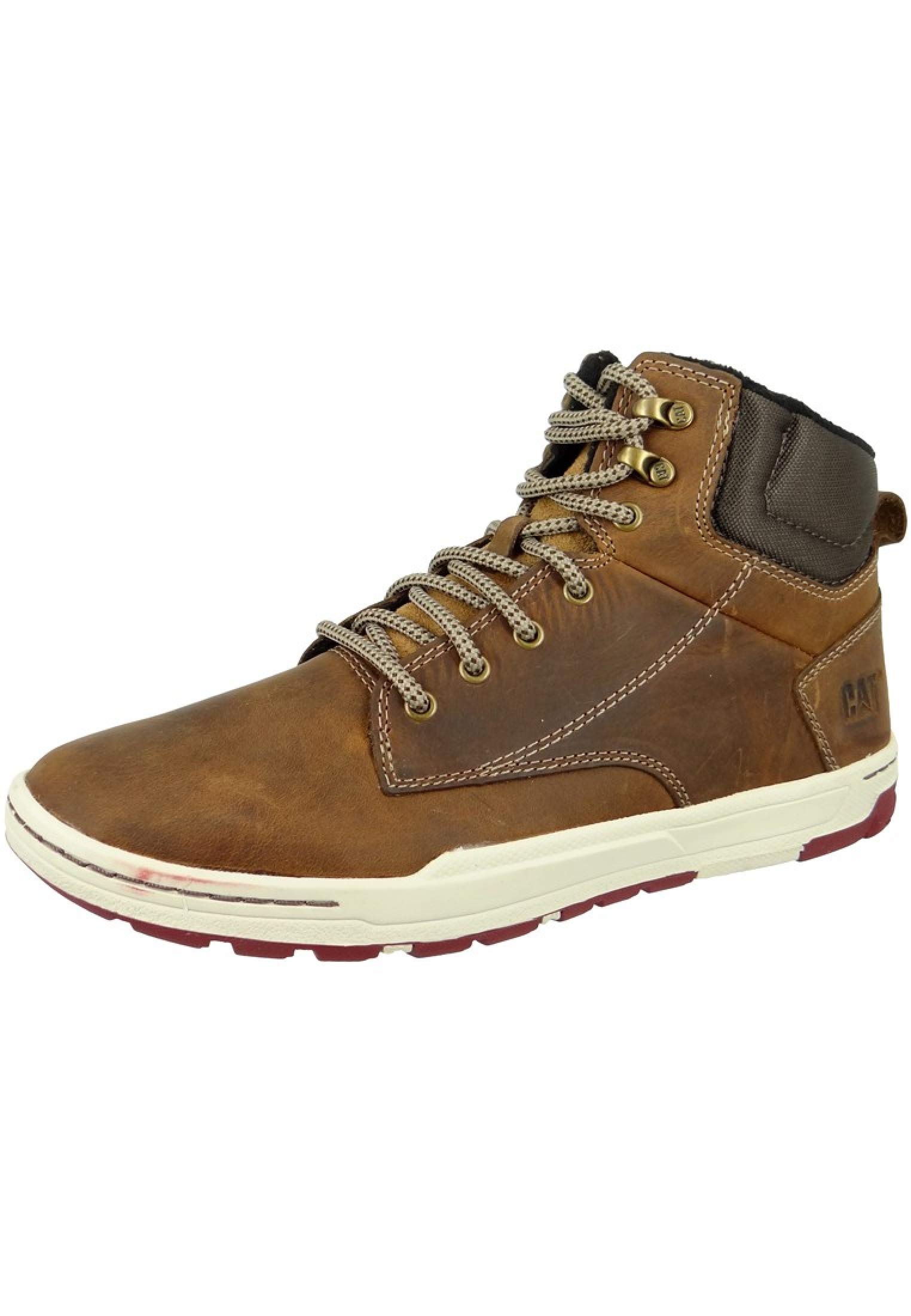 CAT Footwear Men's Colfax Mid Hi-Top Work Sneakers - Durable Leather Construction for Construction, Warehouse & Outdoor Work (Black)