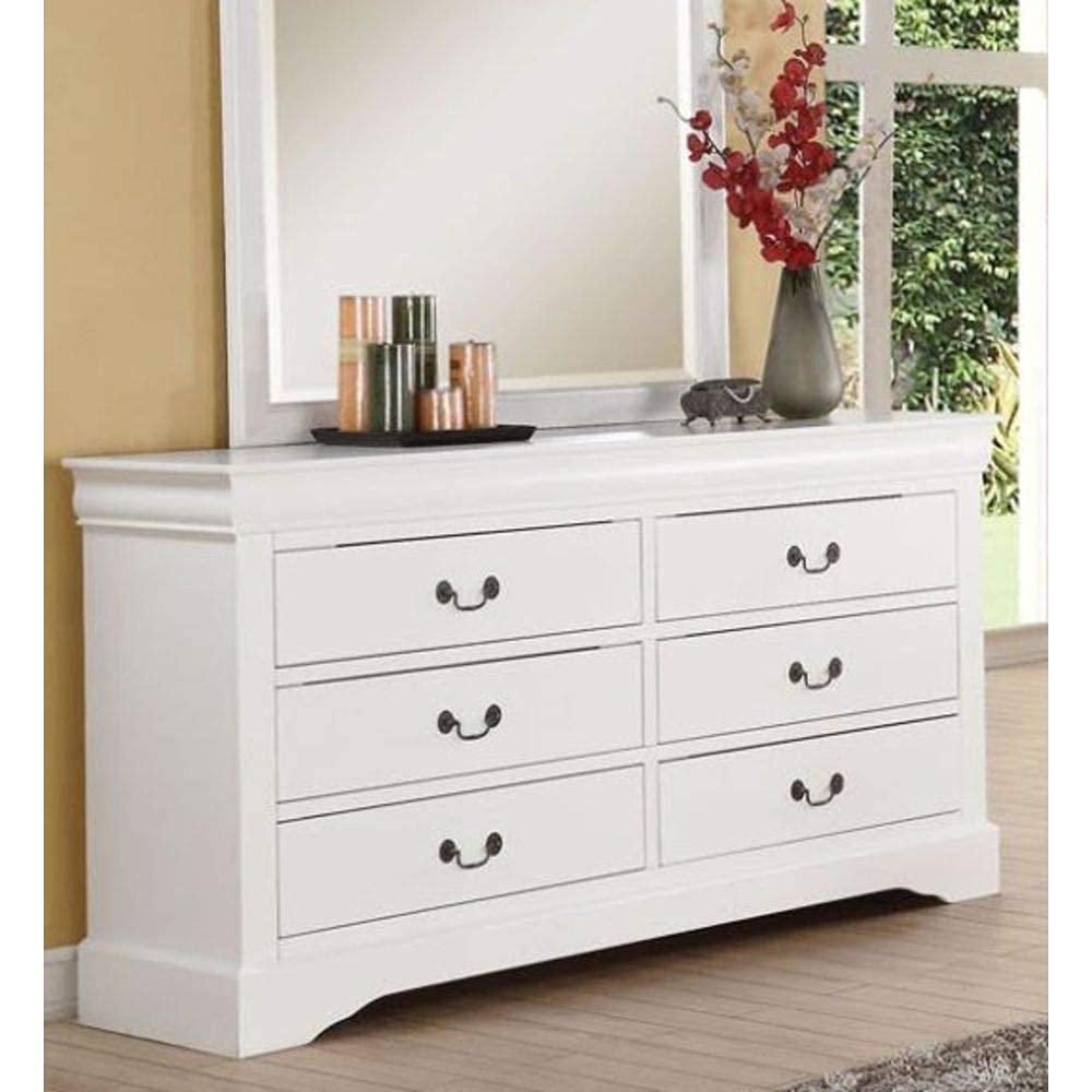 Upgraded 6-Drawer Wood Dresser - Traditional Style Chest of Drawers, No Assembly Required, Sturdy Storage Cabinet Organizer for Bedroom & Living Room (White) | Perfect for Clothes, Blankets & Home Organization