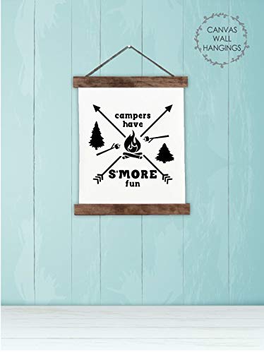 Wood & Canvas Wall Hanging Art - 'Campers Have S'More Fun' RV Camper Decor 19x24 Inch - Perfect for RV, Cabin & Outdoor Enthusiast Gifts
