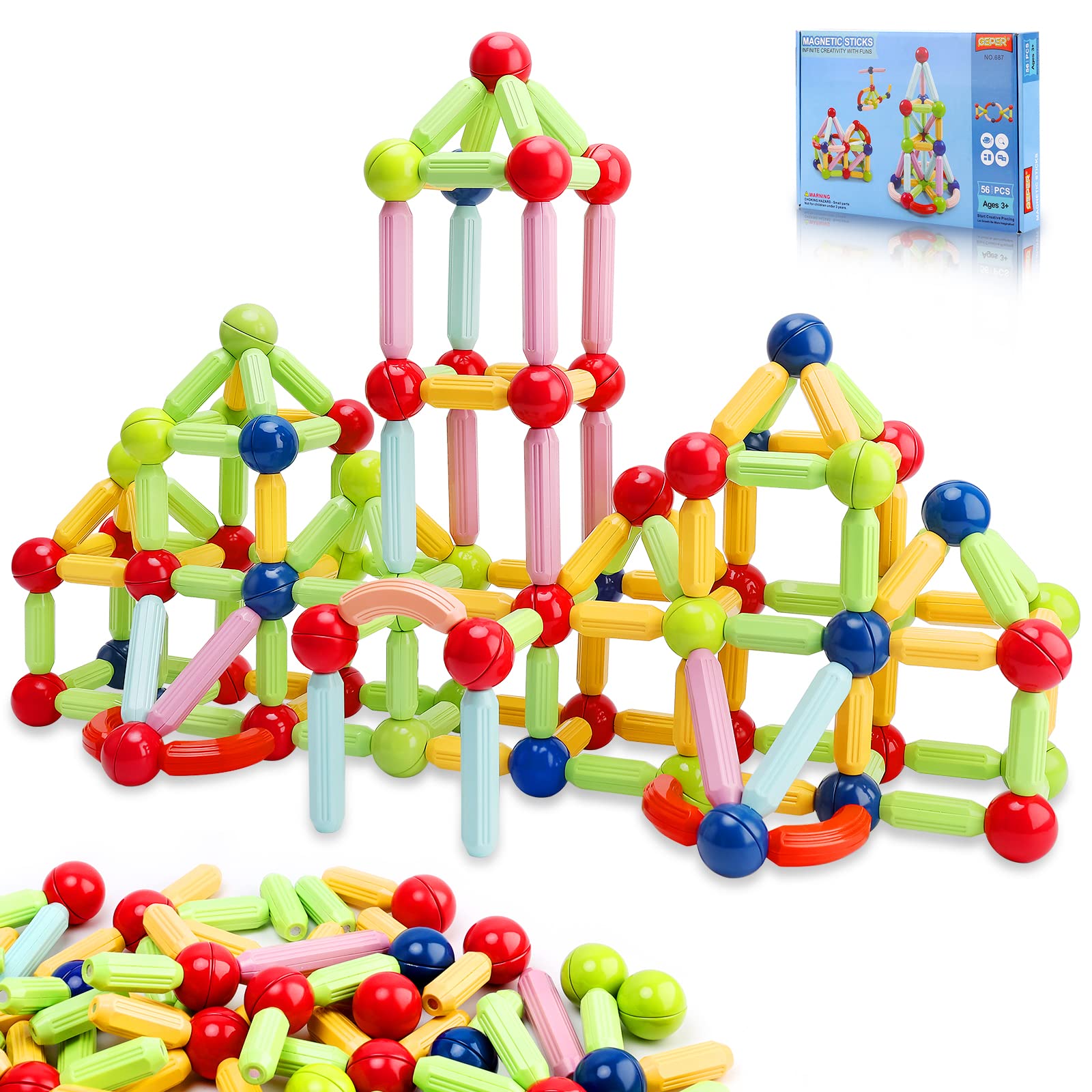 Magnetic Building Blocks STEM Toys for Kids Ages 3-8 | Educational Montessori Learning Toys for Toddlers & Preschoolers | Perfect Gift for Boys & Girls | Creative Play for Home, Classroom & Travel