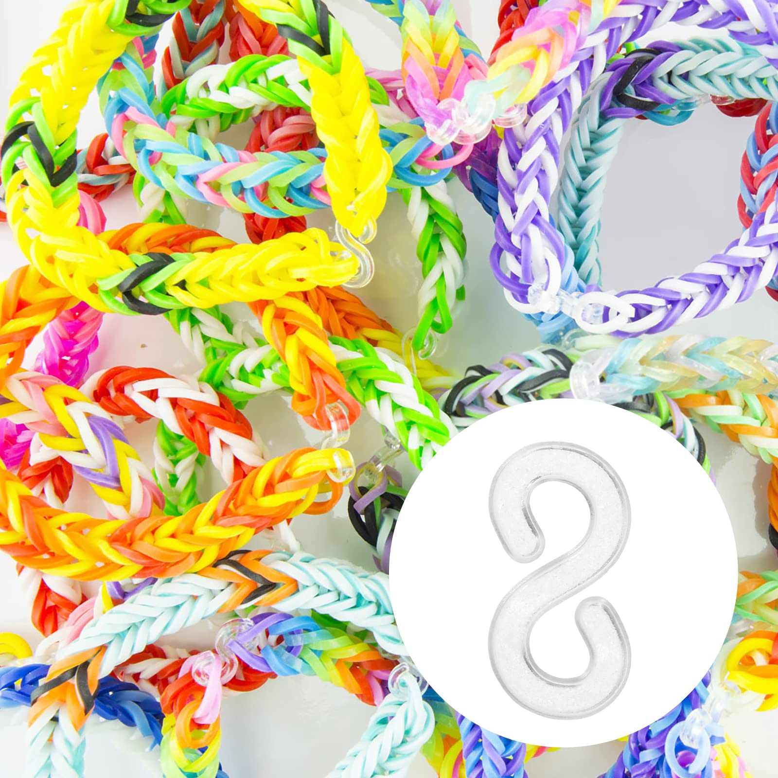 500PCS S Clips for Rubber Band Bracelets - Loom Bands Connectors Refills, DIY Bracelet Hooks & Clasps - Perfect for Kids Crafts, Rainbow Loom Jewelry Making & Friendship Bracelets
