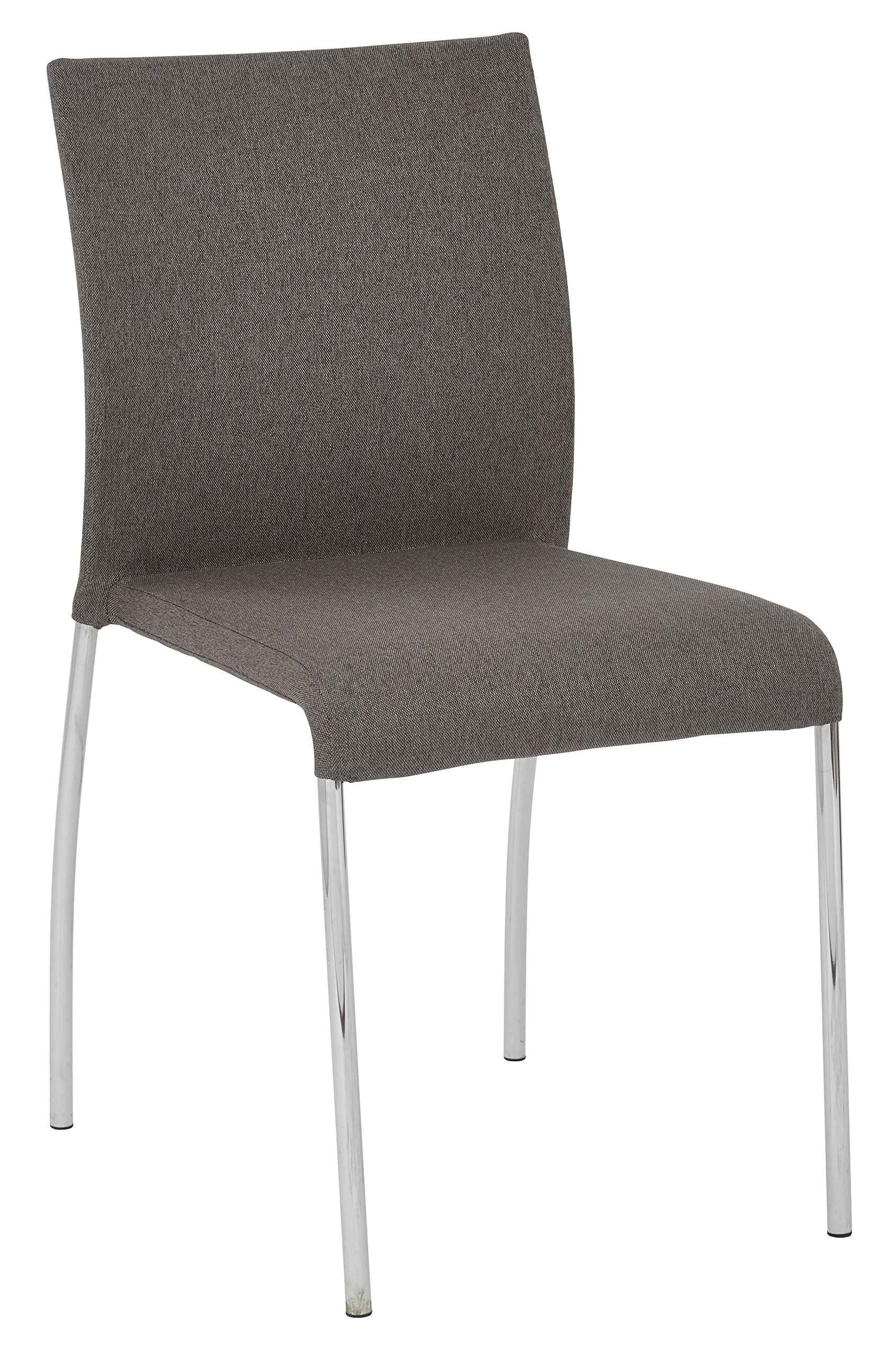 OSP Home Furnishings Conway Upholstered Stacking Chairs with Chrome Legs, Set of 4, Smoke Gray - Modern Dining Chairs for Kitchen, Restaurant, Office or Event Seating