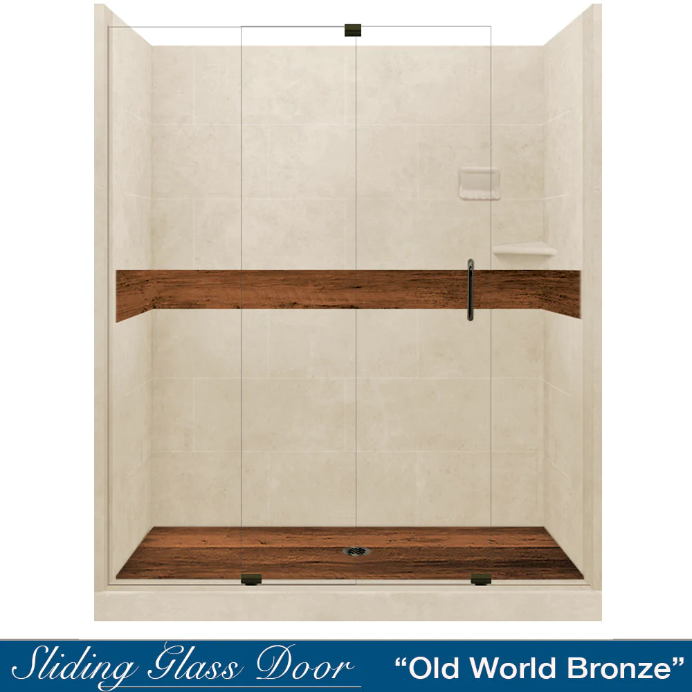 Lifeproof Burnt Oak Desert Sand 60-Inch Alcove Stone Shower Enclosure Kit - Waterproof Bathroom Upgrade for Modern Homes