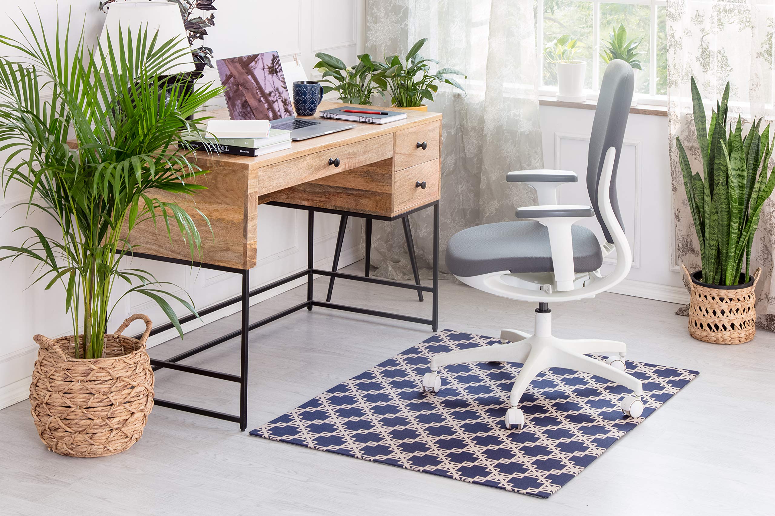Anji Mountain Rug'd Chairmat - Non-Slip Office Chair Mat for Hard Floors & Low Pile Carpets, Jacquard Woven Surface Protector (36