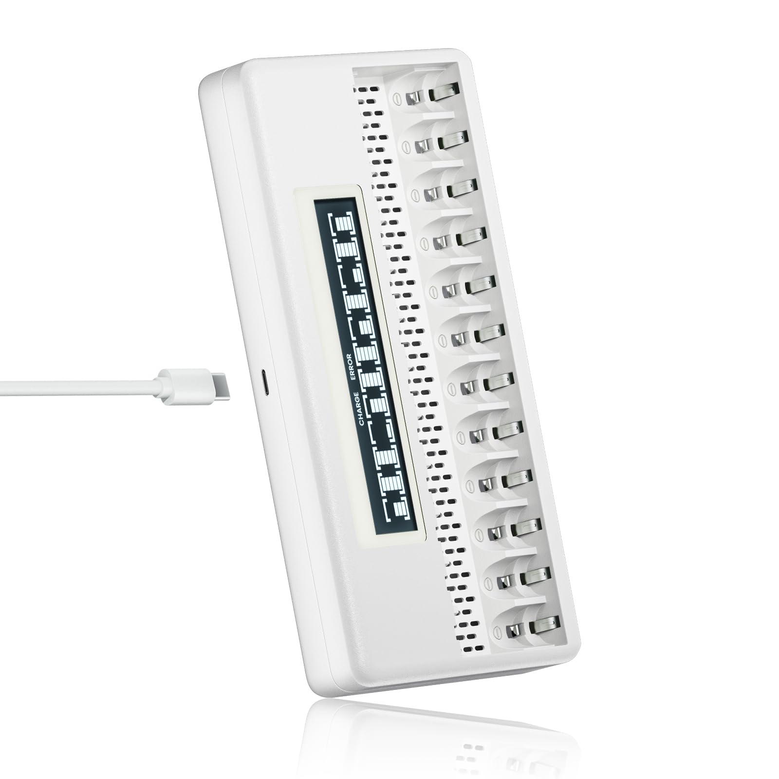 CITYORK 12 Slots AA AAA Battery Charger for 1.5V Rechargeable Lithium Batteries with LCD Display & Fast Charging - Perfect for Cameras, Toys, Remote Controls, and Electronic Devices