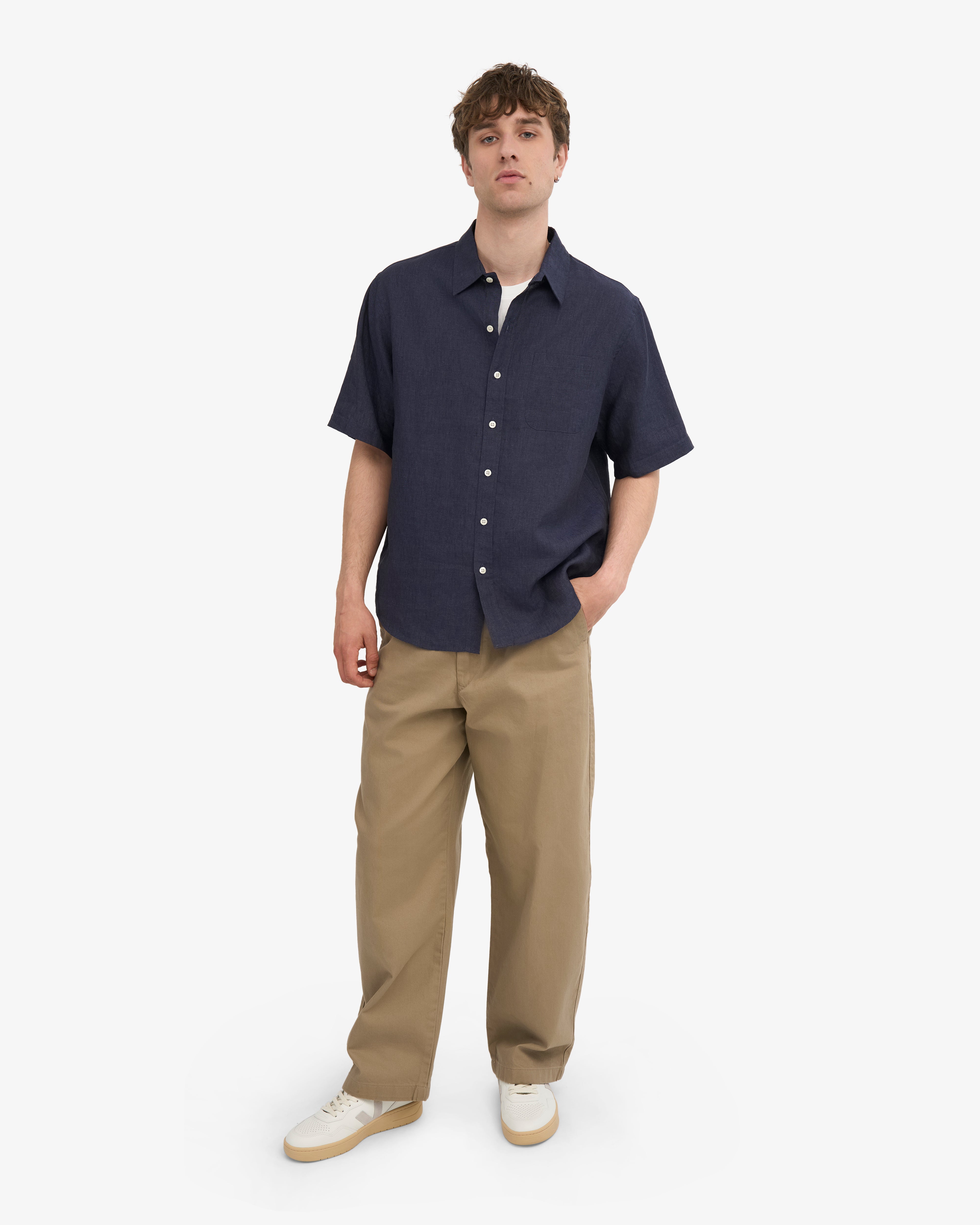 Premium Linen Short Sleeve Shirt for Men - Navy Blue | Breathable & Comfortable Summer Casual Wear | Perfect for Beach, Vacation & Outdoor Activities