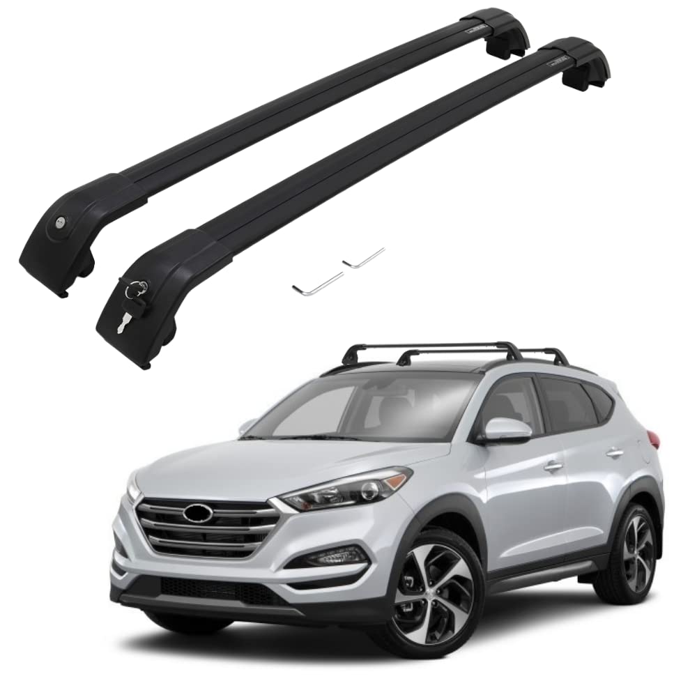 Universal Roof Rack Cross Bars for Hyundai Tucson SEL Sport 2016-2021 | Heavy Duty Cargo Carrier with Flush Roof Rails | Perfect for Kayak, Canoe, Bike, Snowboard & Ski Transport | Ideal for Road Trips, Camping & Outdoor Adventures