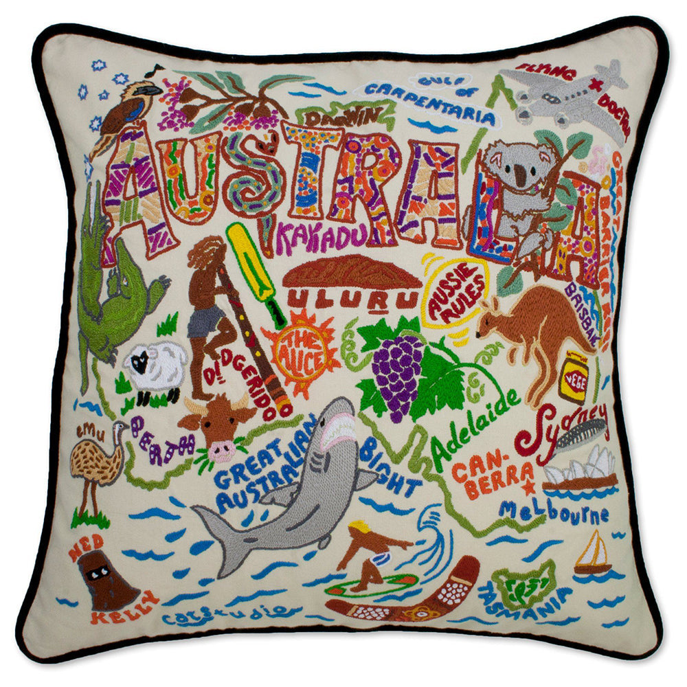 Hand Embroidered Australian Pillow Covers - Boho Home Decor for Living Room, Bedroom & Sofa