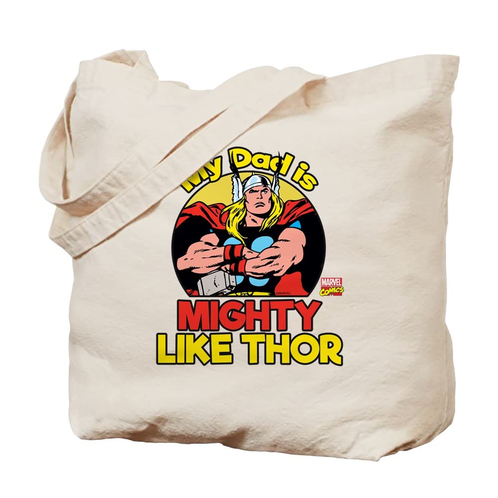 My Dad Is Mighty Like Thor Tote Bag - Natural Canvas Reusable Shopping Bag for Groceries, Beach & Daily Use