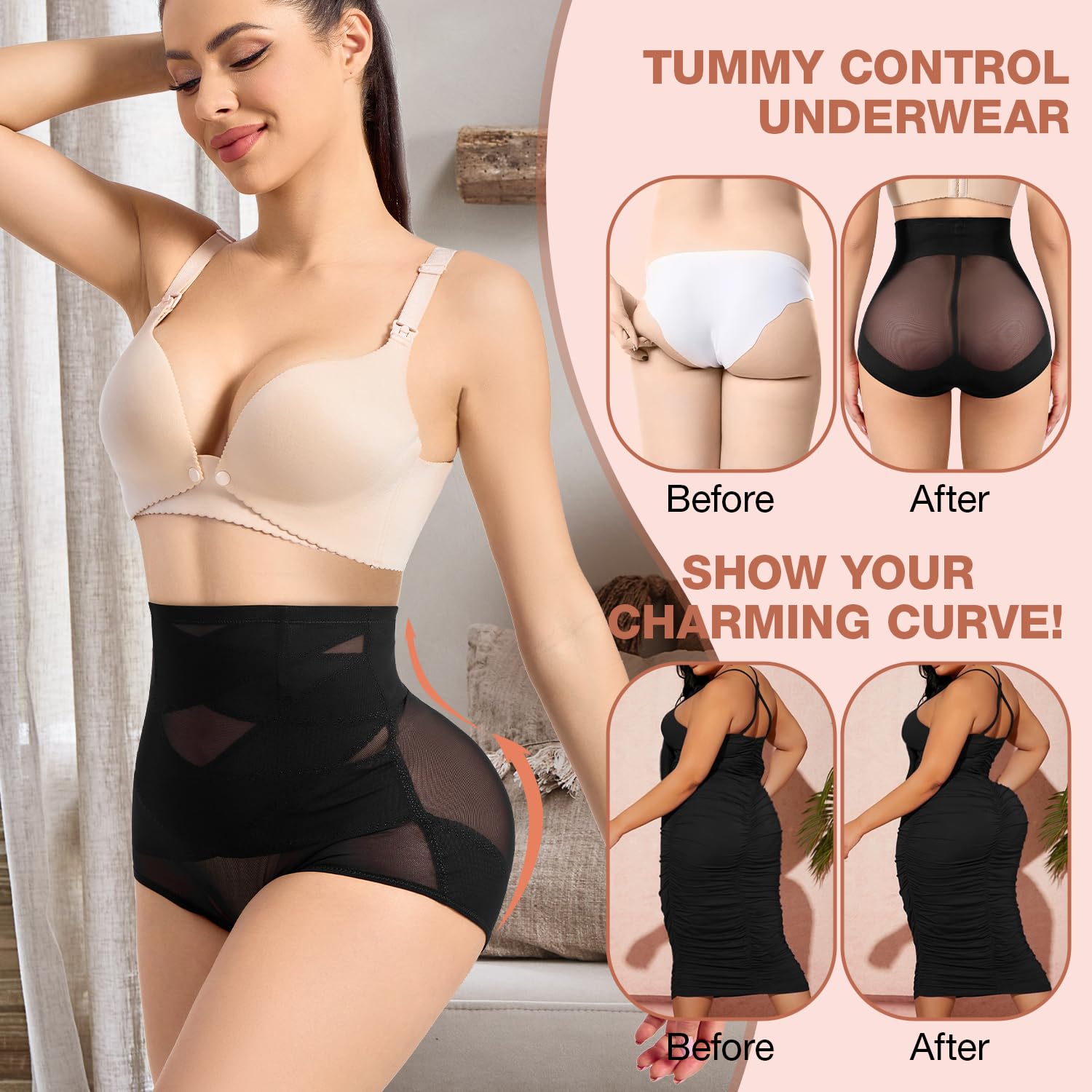 RiRywony High Waisted Tummy Control Shapewear for Women - Body Shaper Underwear Girdle Panty - Perfect for Daily Wear, Workout & Special Occasions