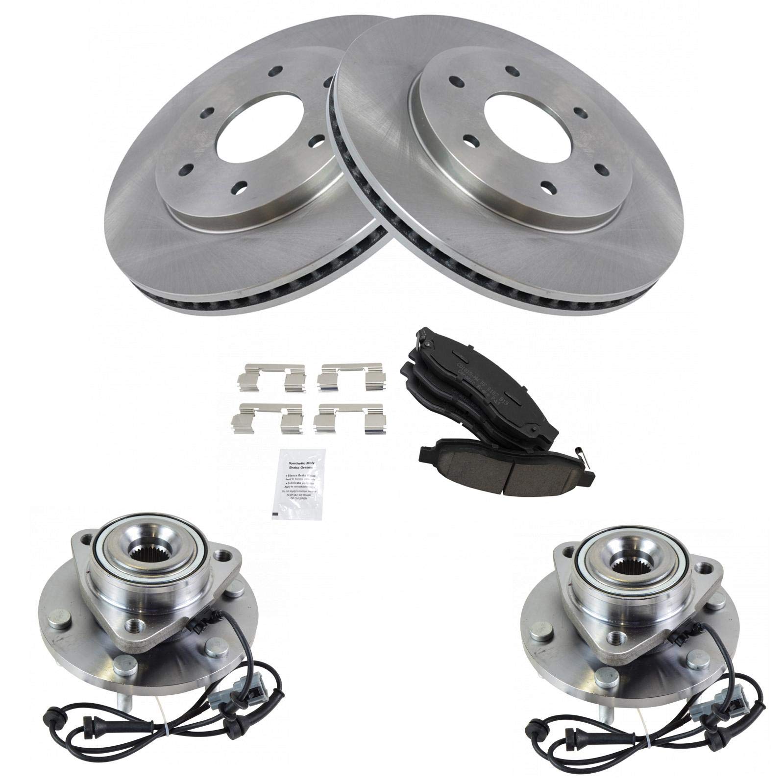 High-Quality Wheel Bearing Hub with Disc Brake Rotors & Ceramic Pads - Front Left & Right Complete Kit for Smooth & Safe Driving | Perfect for Car Maintenance, Brake System Replacement & DIY Auto Repair