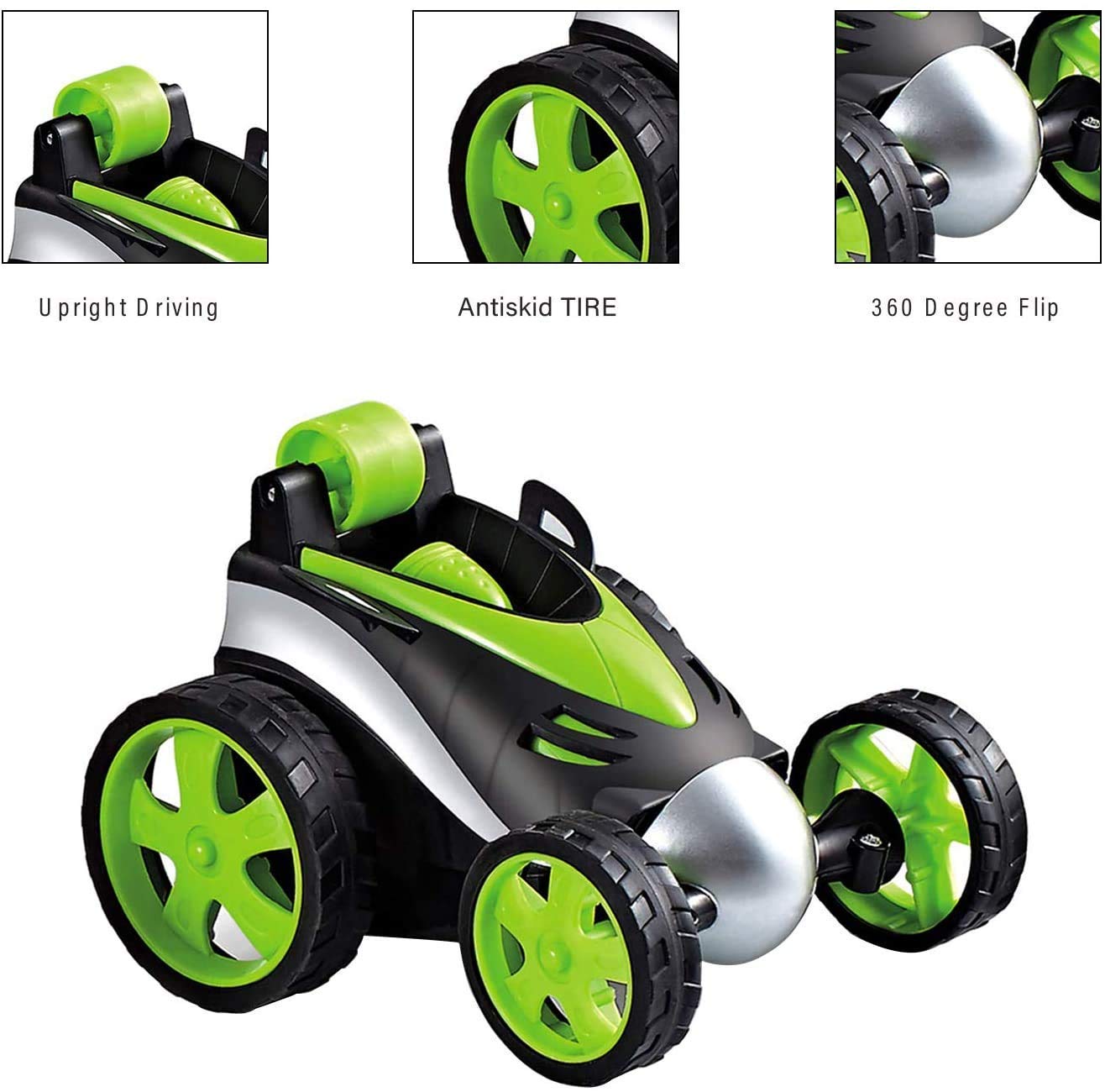 JASOBI 360° Rolling Mini Stunt RC Car for Kids - Rechargeable USB Toy Car with Forward/Backward & Left/Right Turns - Yellow Remote Control Vehicle for Indoor & Outdoor Play
