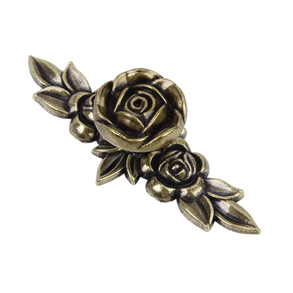 Vintage Rose Cabinet Knobs - Antique Bronze Drawer Pulls 103x43mm for Kitchen Cabinets, Wardrobes & Furniture - Elegant Hardware for Home Decor & DIY Projects