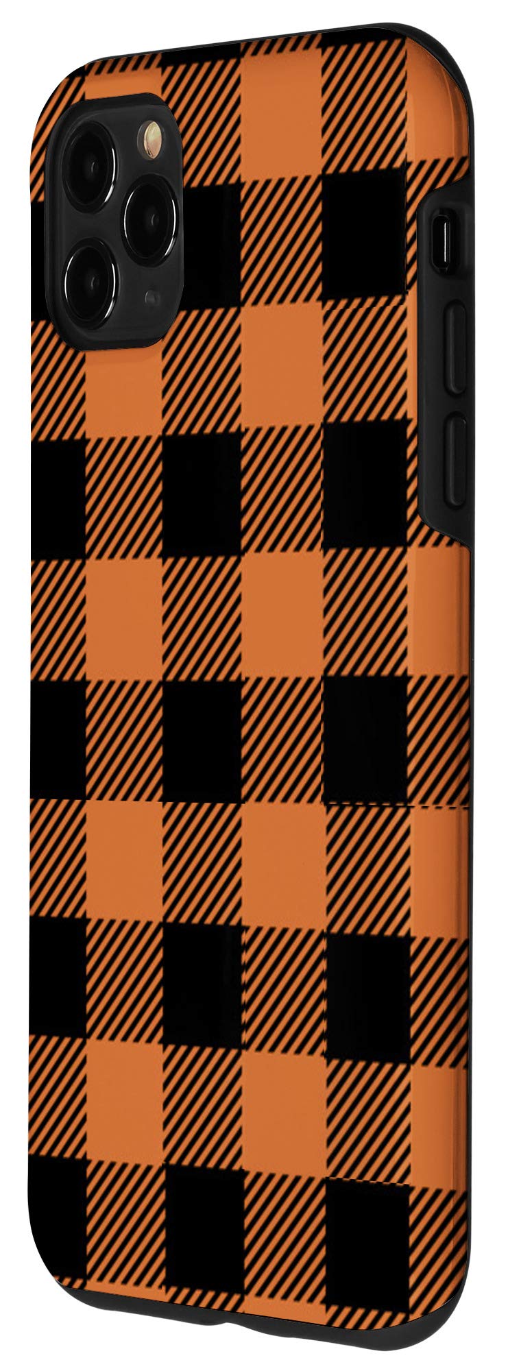 iPhone 11 Pro Max Case - Black & Orange Buffalo Plaid Design | Shockproof Protective Cover for Everyday Use, Travel & Outdoor Activities