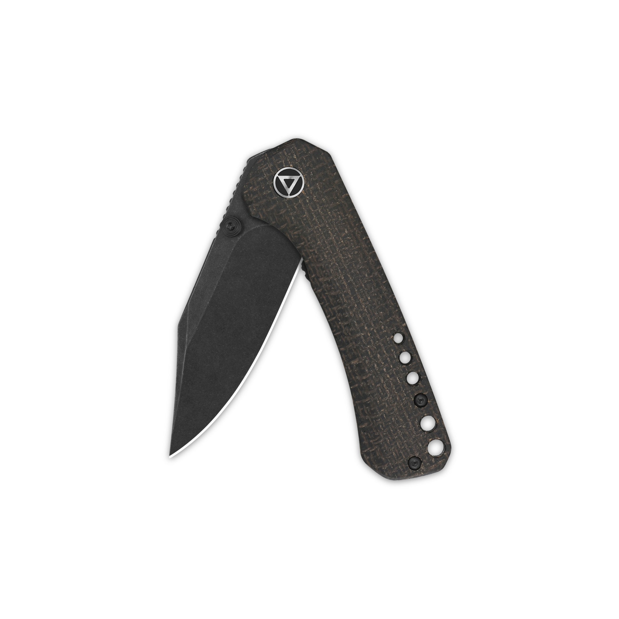 QSP Kestrel Folding Pocket Knife - 14C28N Stainless Steel Blade, Dark Brown Micarta Handle - EDC, Camping, Hiking & Outdoor Survival Tool