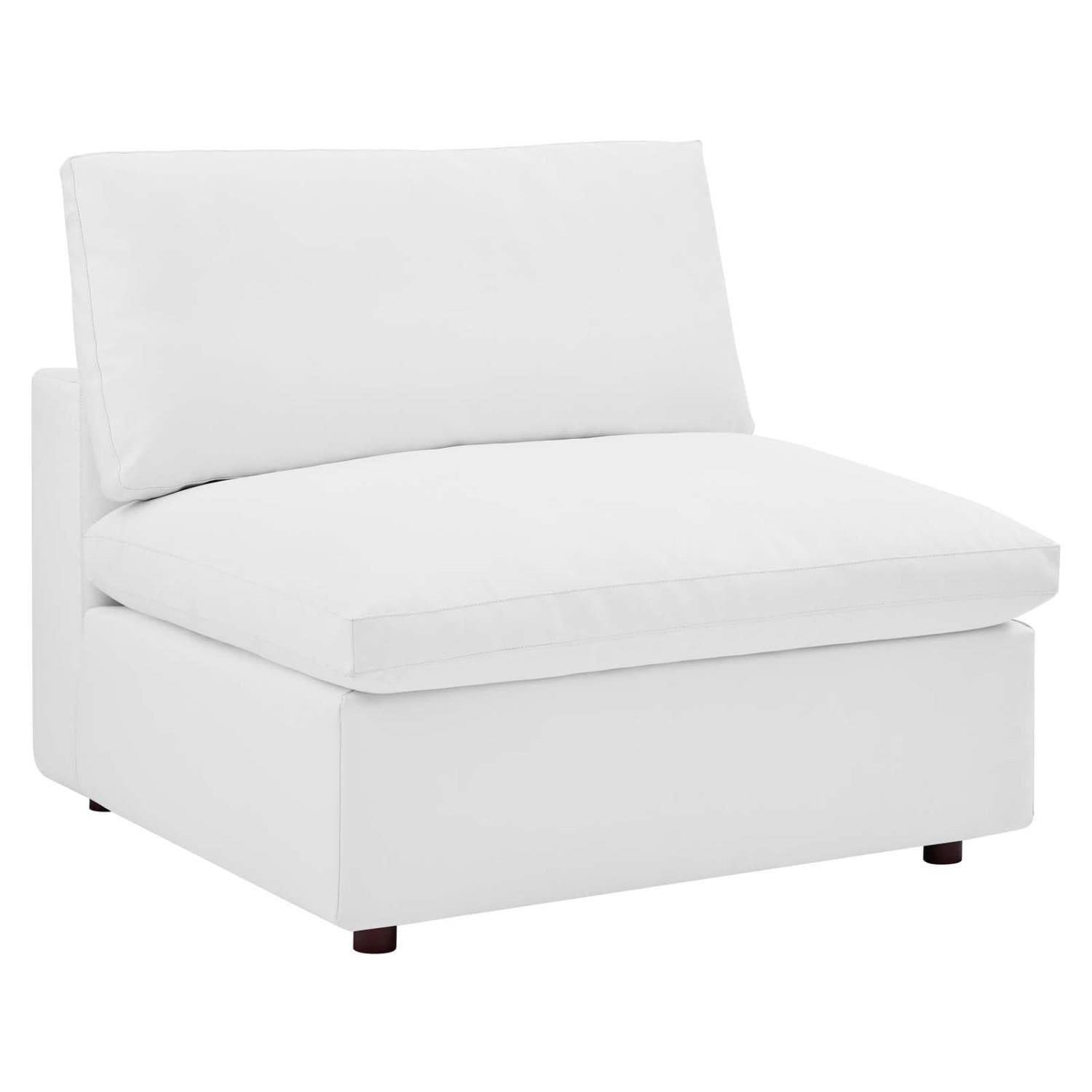 Modway Commix Down-Filled Overstuffed Vegan Leather Sectional Sofa Armless Chair - Modern Living Room Furniture for Small Spaces, Apartments & Home Offices
