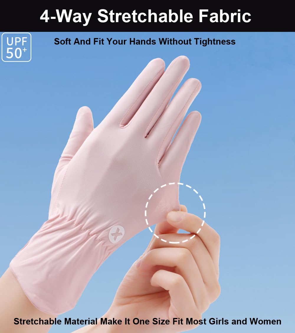 Ultra Thin Full Finger UV Protection Gloves for Women - Sun Protection Driving Gloves for Outdoor Activities, Gardening, and Daily Use