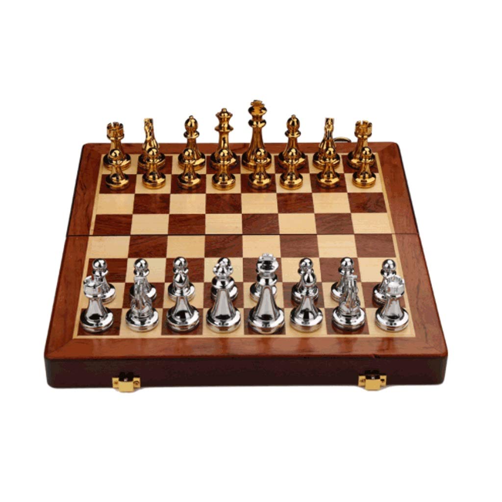 Premium Wooden Chess Set with Metal Magnetic Pieces - Portable Folding Chess Board with Storage Slots - Travel Size Chess Game for Adults & Kids - Perfect for Home, Office, Travel and Gifts