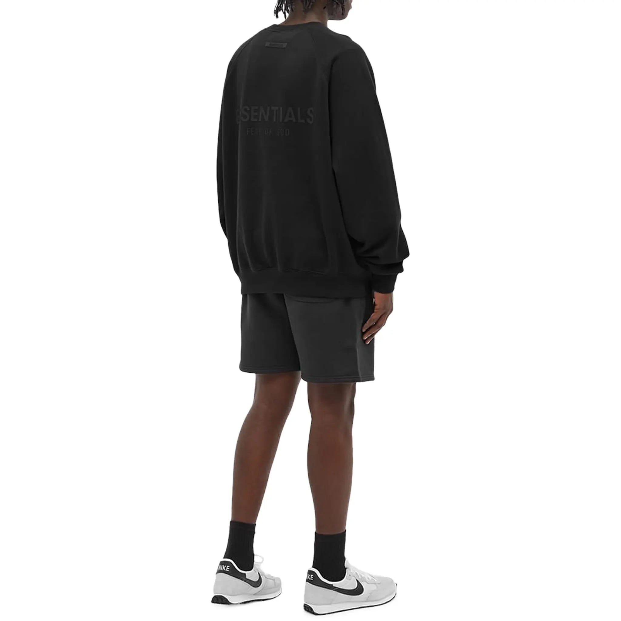 Fear of God Essentials Black Crewneck Sweatshirt (SS21 Collection) - Casual Streetwear for Men, Perfect for Everyday Wear & Layering