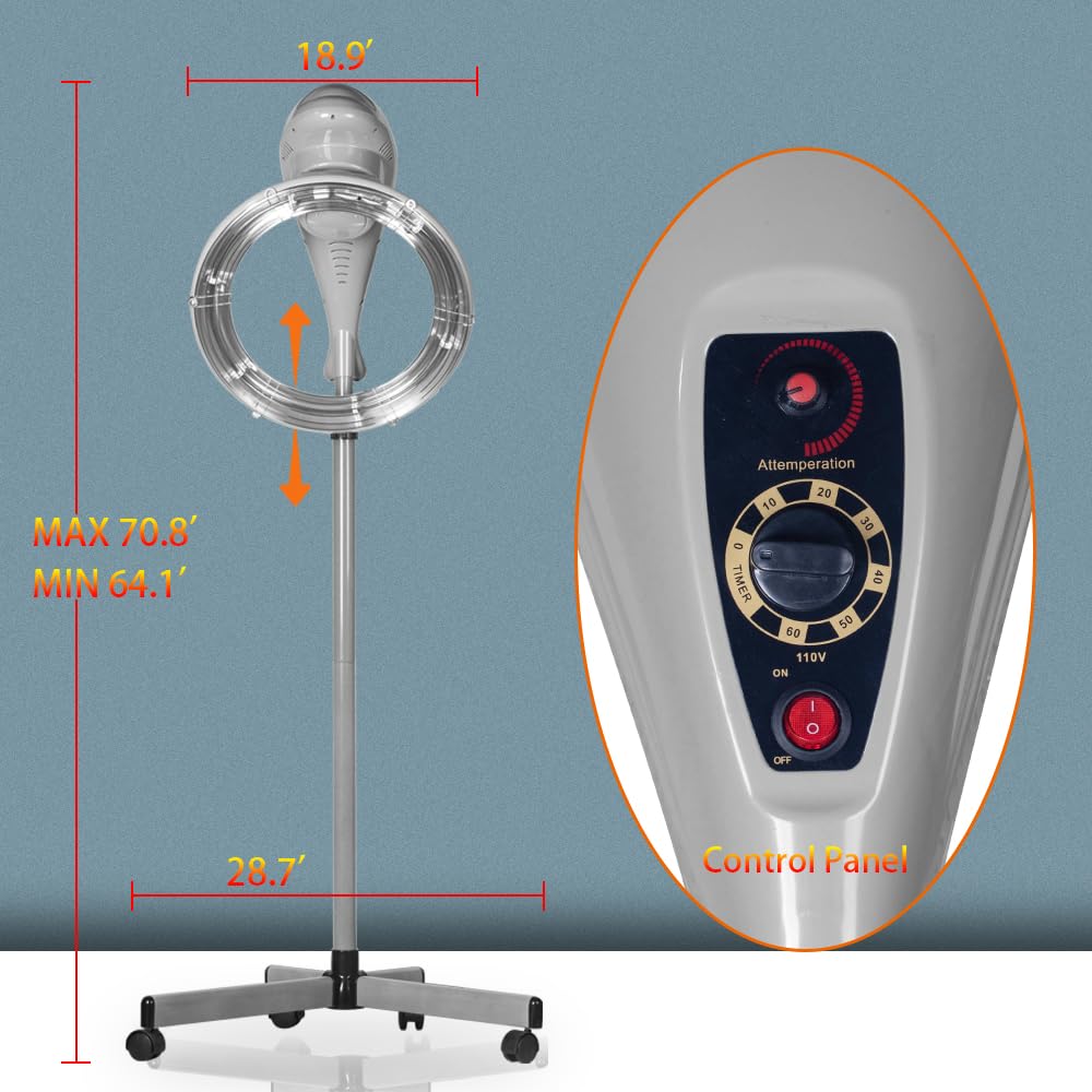Orbiting Rotating Hair Dryer for Faster Drying - Professional Stand Hair Dryer with Perm Styling Function - Salon & Home Use for Blowouts, Curls & Volume