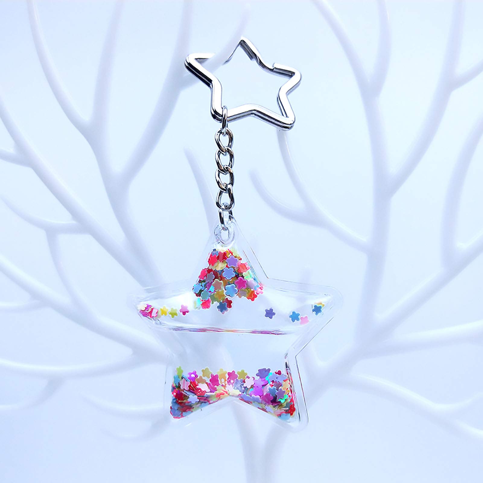 50pcs Star & Heart Shaped Metal Key Rings - DIY Keychain Bulk for Crafts, Home & Car Keys (Silver)