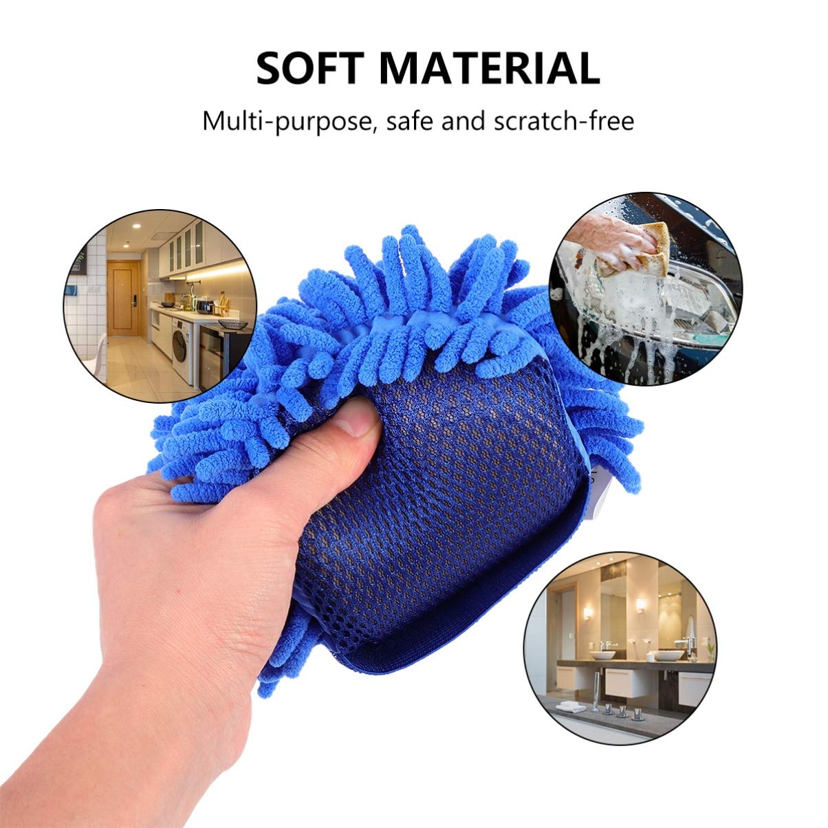 2-Pack Microfiber Car Wash Mitts - Ultra Soft Scratch-Free Sponge Gloves for Dust-Free Auto Cleaning - Perfect for Cars, Trucks & SUVs (Great for Hand Washing & Detailing)