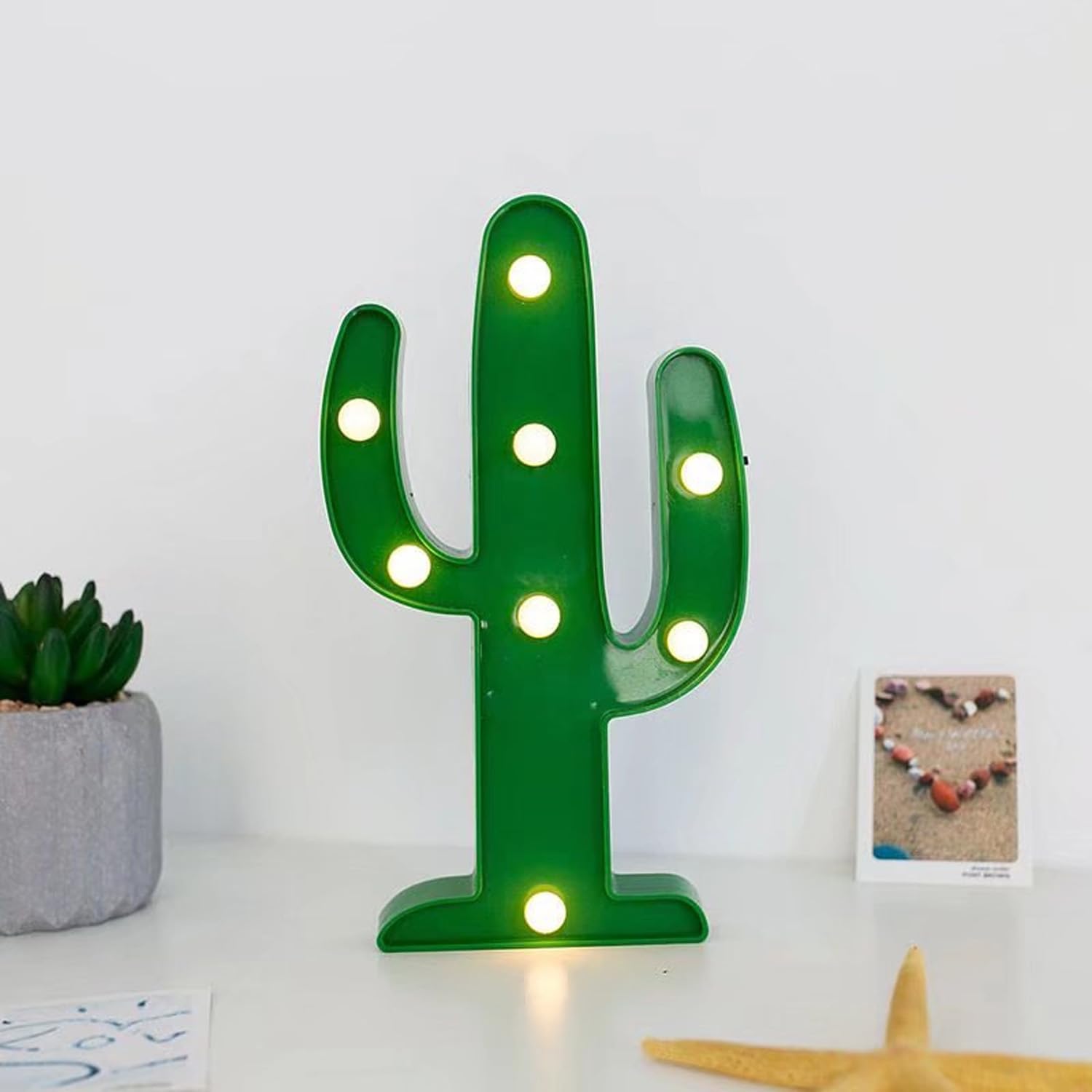 2 Pack Large LED Cactus Night Lights - Cute Cactus Party Decor for Carnival, Dining Table, Kids Room, Desk & Bedroom - Perfect Living Room Decor Gift (Warm White) | Energy Efficient Mood Lighting for Nursery, Dorm, Wedding & Home Decor