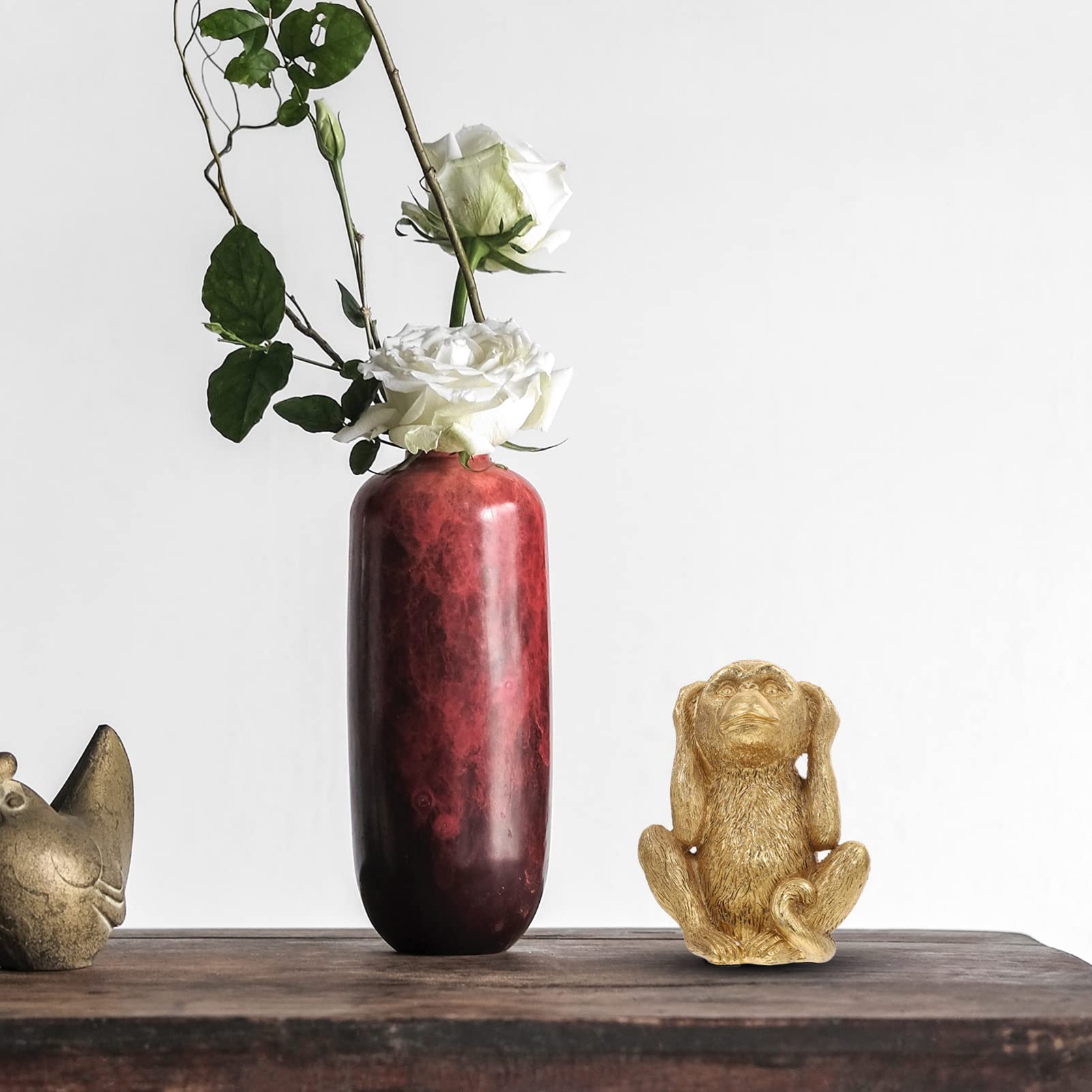 Yardwe 3 Wise Monkeys Statue - Resin See No Evil Hear No Evil Speak No Evil Figurine - Home Office Desk Decor Sculpture - Perfect for Zen Decor, Meditation Spaces & Gift Giving