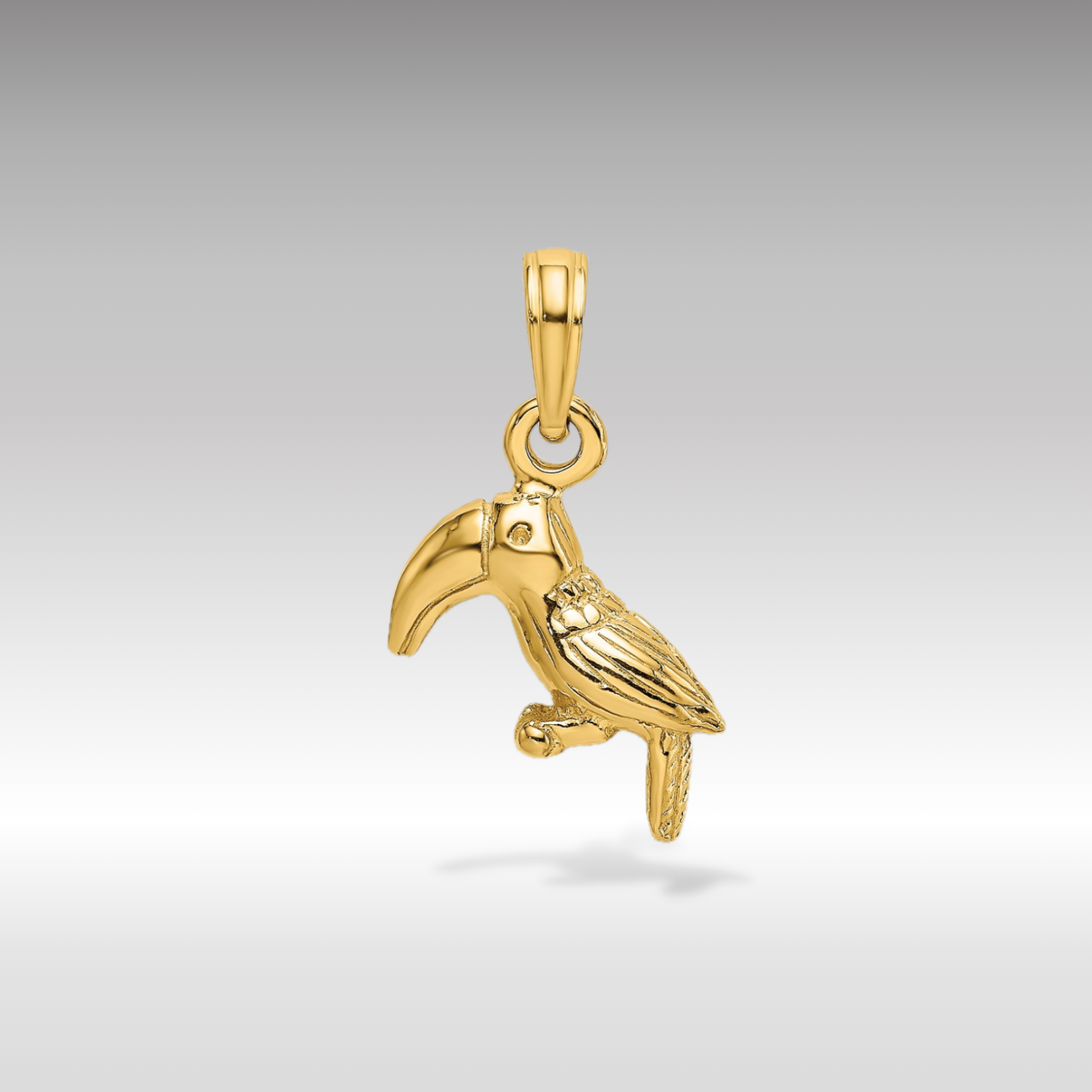 3D Gold Toucan Bird Pendant Necklace - Textured & Polished Tropical Jewelry for Women, Gift for Bird Lovers, Perfect for Beach Vacations & Summer Outfits
