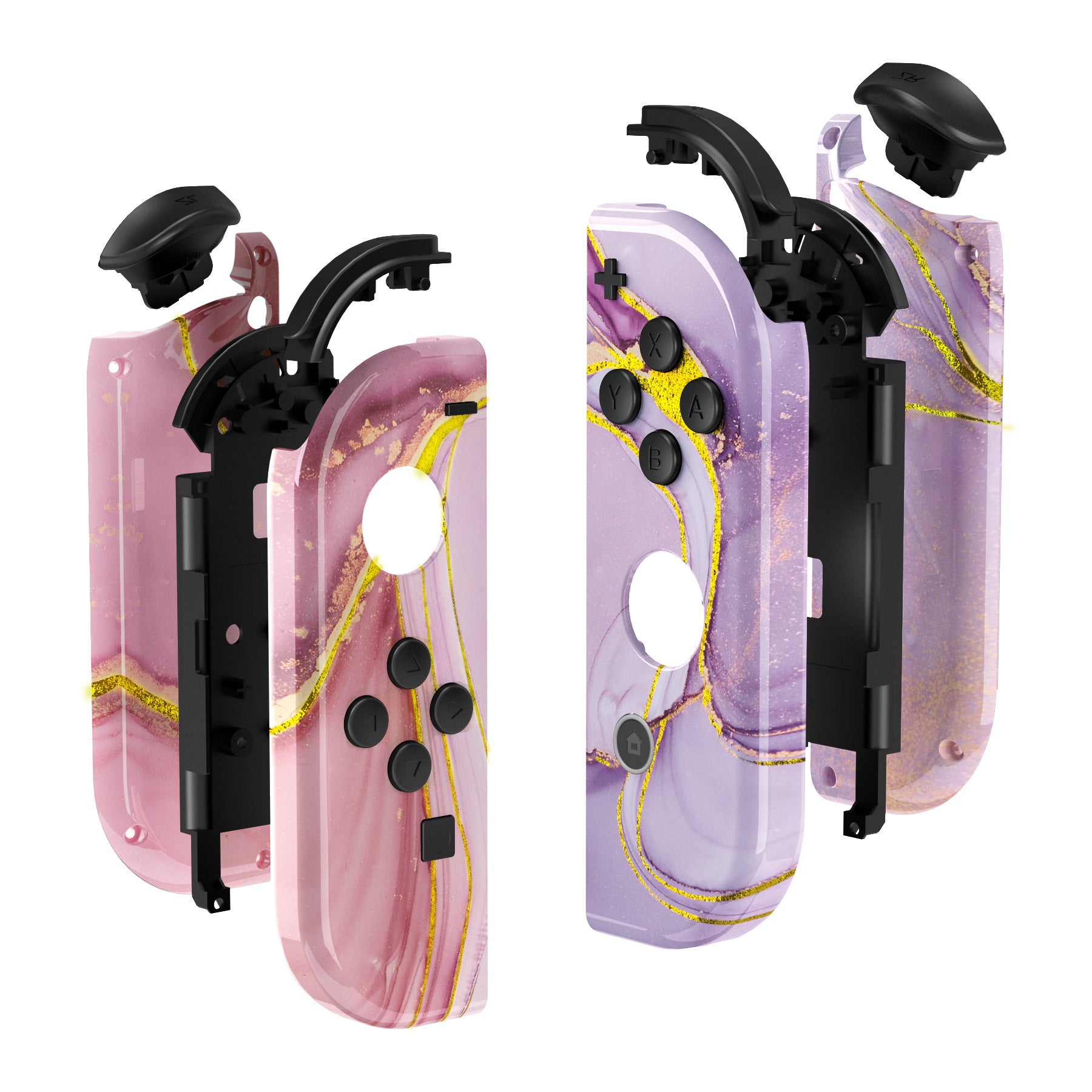 eXtremeRate Cosmic Pink Gold Marble Joycon Controller Shell with Buttons - DIY Replacement Housing for Nintendo Switch JoyCon & OLED JoyCon (Console Not Included) | Perfect for Gaming, Customization & Repair