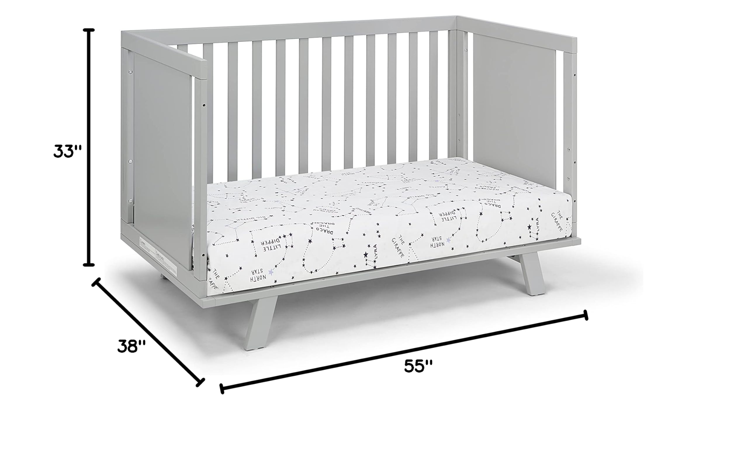 Livia Convertible Baby Crib - Gray 3-in-1 Nursery Furniture for Newborn to Toddler | Perfect for Small Spaces & Modern Nurseries