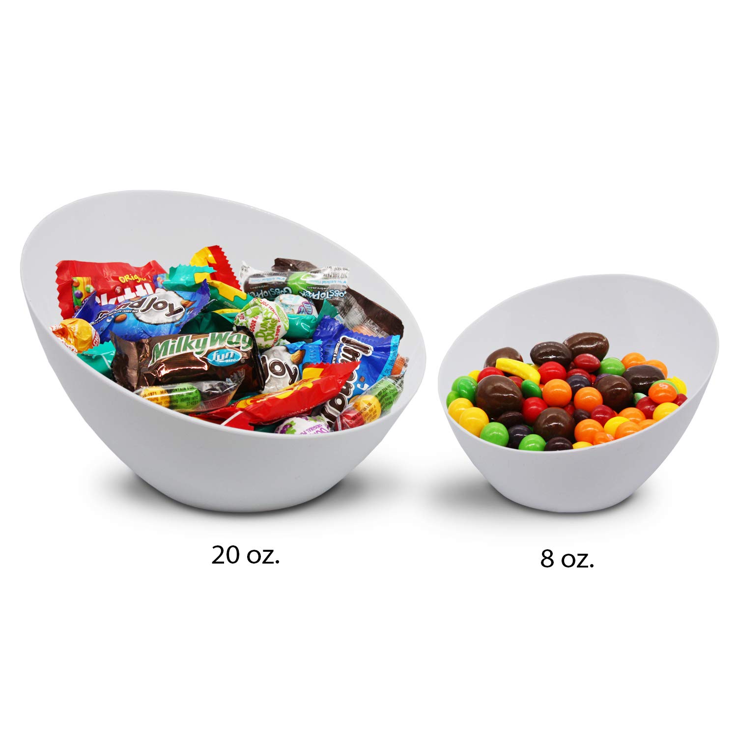 12-Pack White 20 oz Plastic Serving Angle Bowls for Snacks, Appetizers & Salad – Perfect for Parties, Picnics & Catering Events