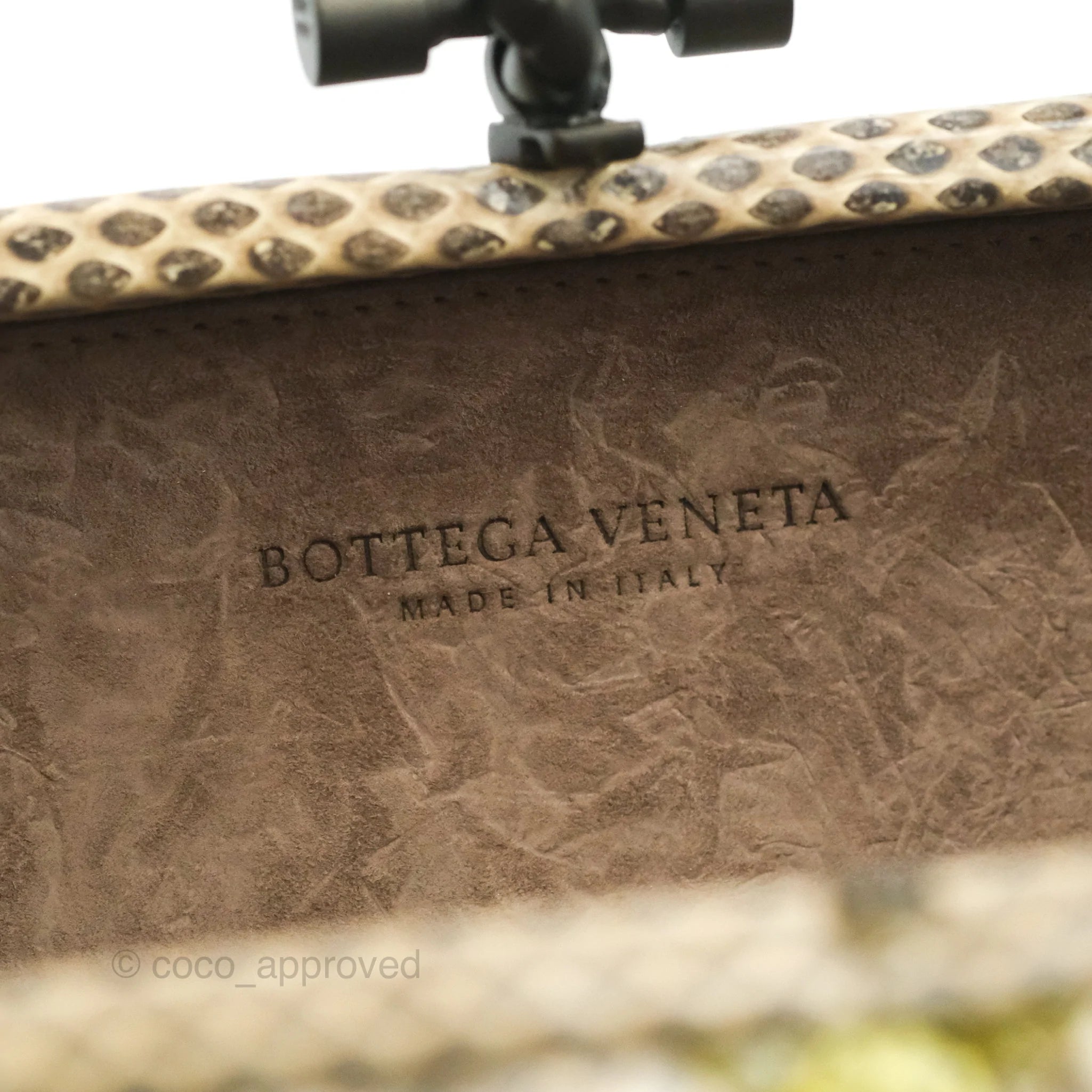 Bottega Veneta Ayers Intreccio Stretch Knot Clutch Python Leather Handbag - Luxury Designer Clutch for Evening Parties & Special Occasions