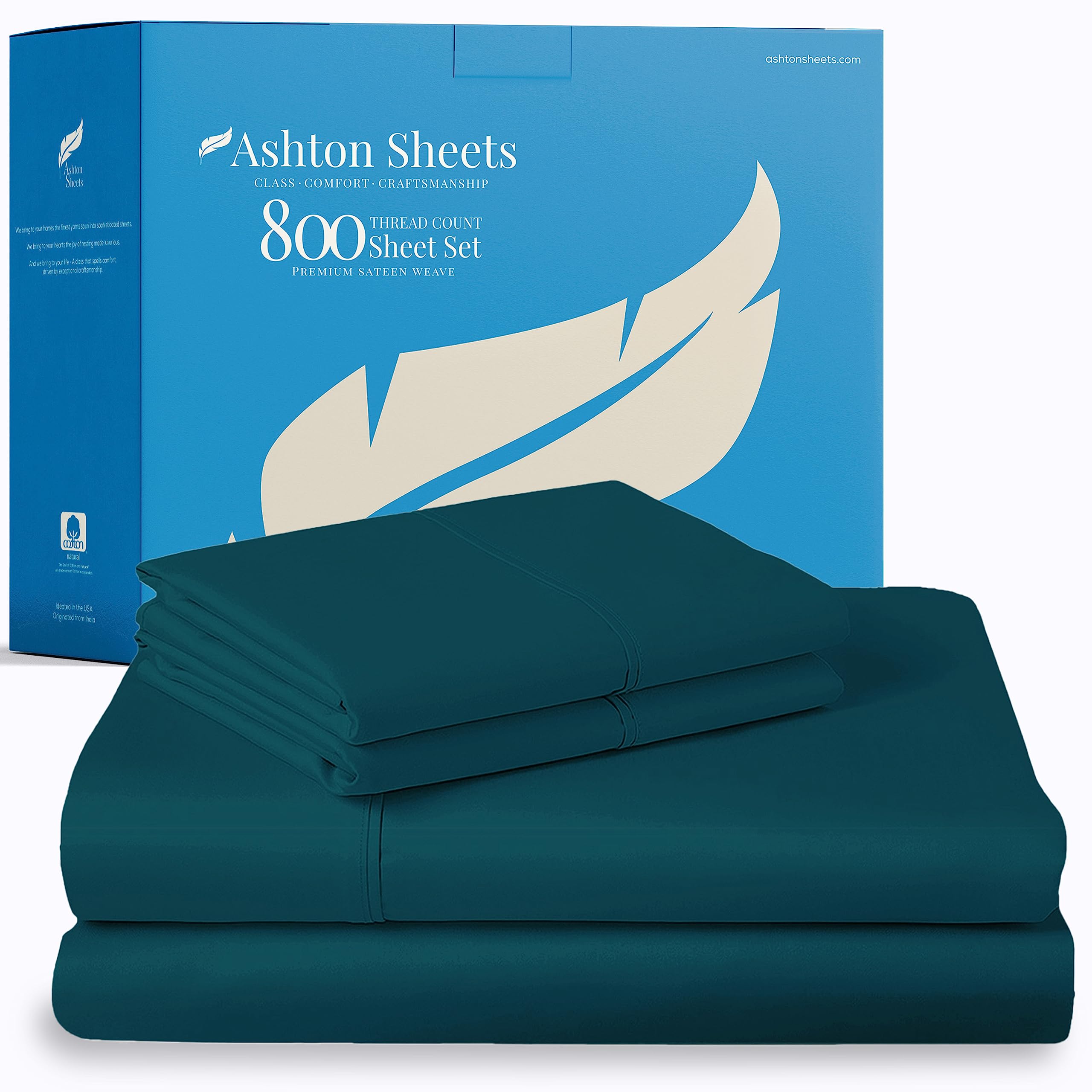 Premium 800 Thread Count Egyptian Cotton King Sheets Set - 4 PC Luxury Bedding, Cooling High Thread Count Deep Pocket Sheets (Fits Up to 18