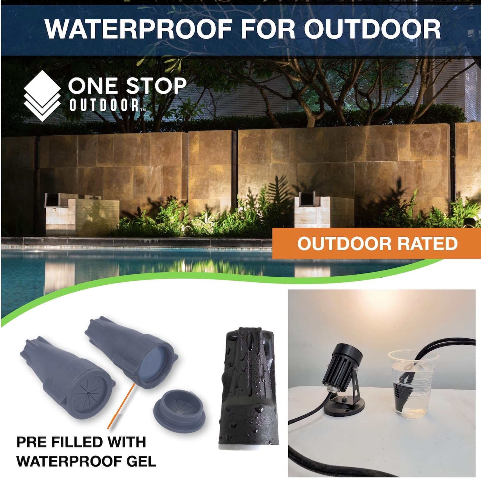 100 Pack 6-22 AWG Premium Waterproof Wire Connectors - Durable Electrical Caps for LED Landscape Lights, Irrigation Valves, Outdoor Speakers, and Solar Panel Wiring