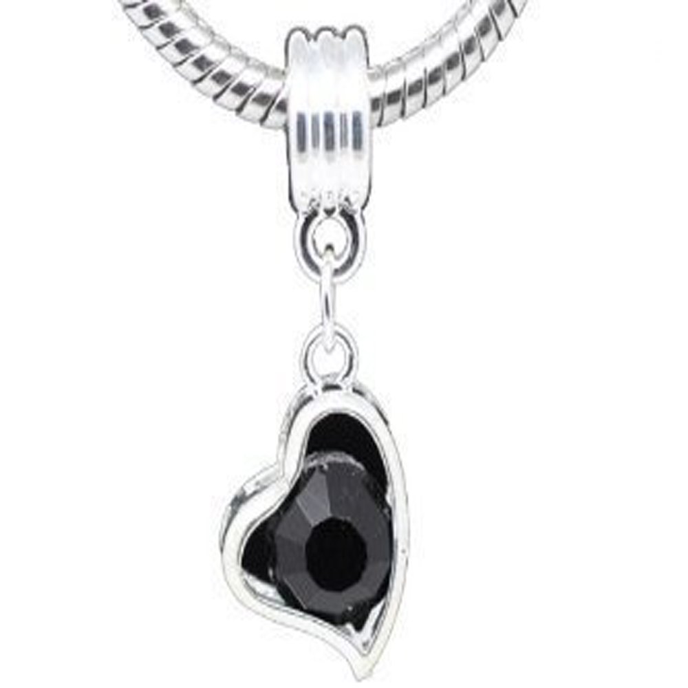 Sparkling Rhinestone Heart Dangle Charm for Snake Chain Bracelets - Elegant Jewelry for Parties, Date Nights & Special Occasions