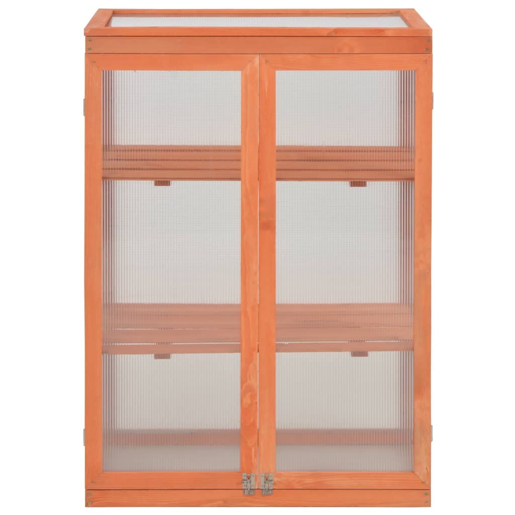 vidaXL Wooden Garden Greenhouse with Polycarbonate Panels - Durable Hobby Greenhouse for Plants - Weatherproof Cold Frame for Outdoor Use - 2-Tier Shelving Design (29.5