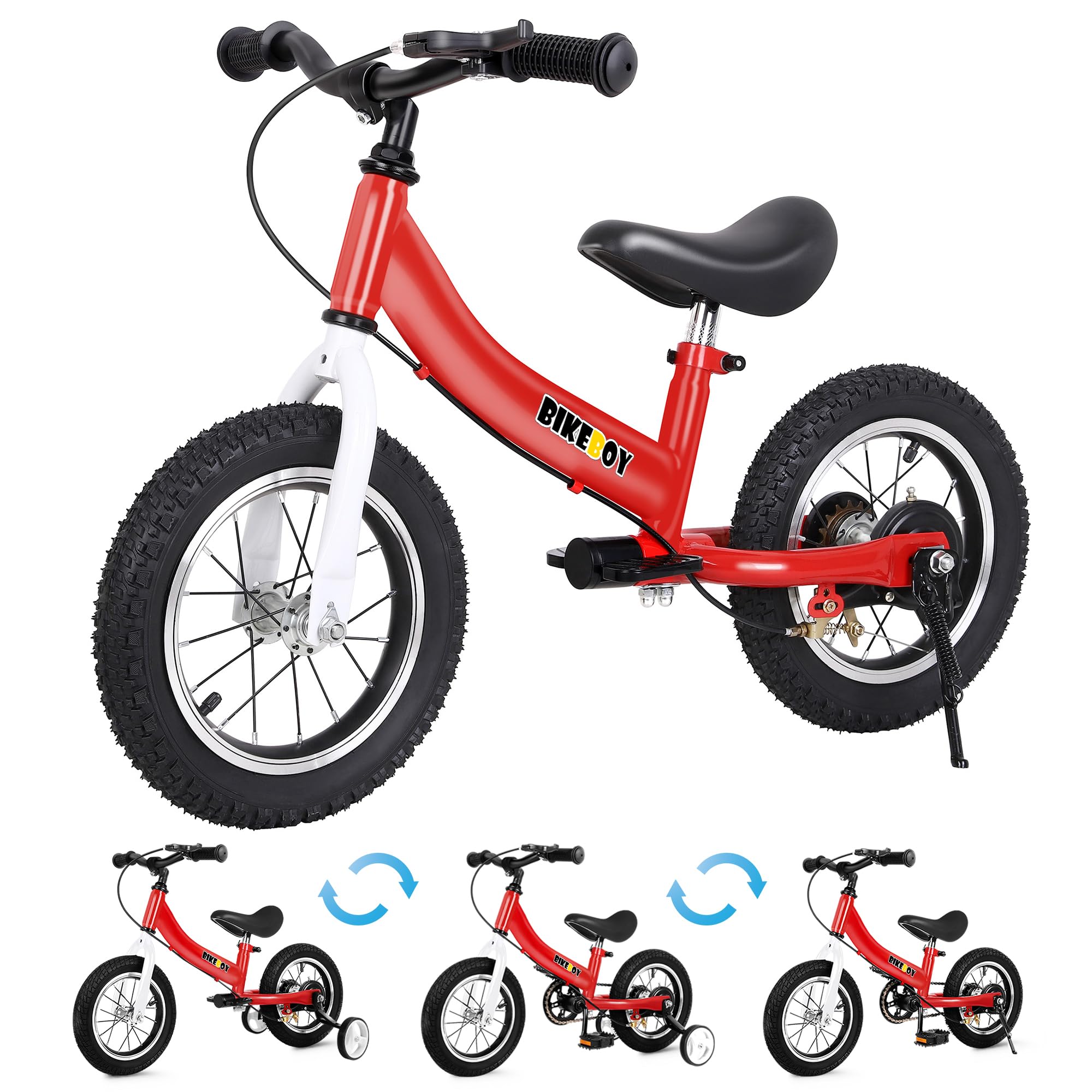 2 in 1 Balance Bike for Kids Ages 2-7 | Convertible Toddler Bike with Training Wheels & Brake | 12 14 16 Inch Wheels | Perfect for Learning to Ride & Outdoor Play