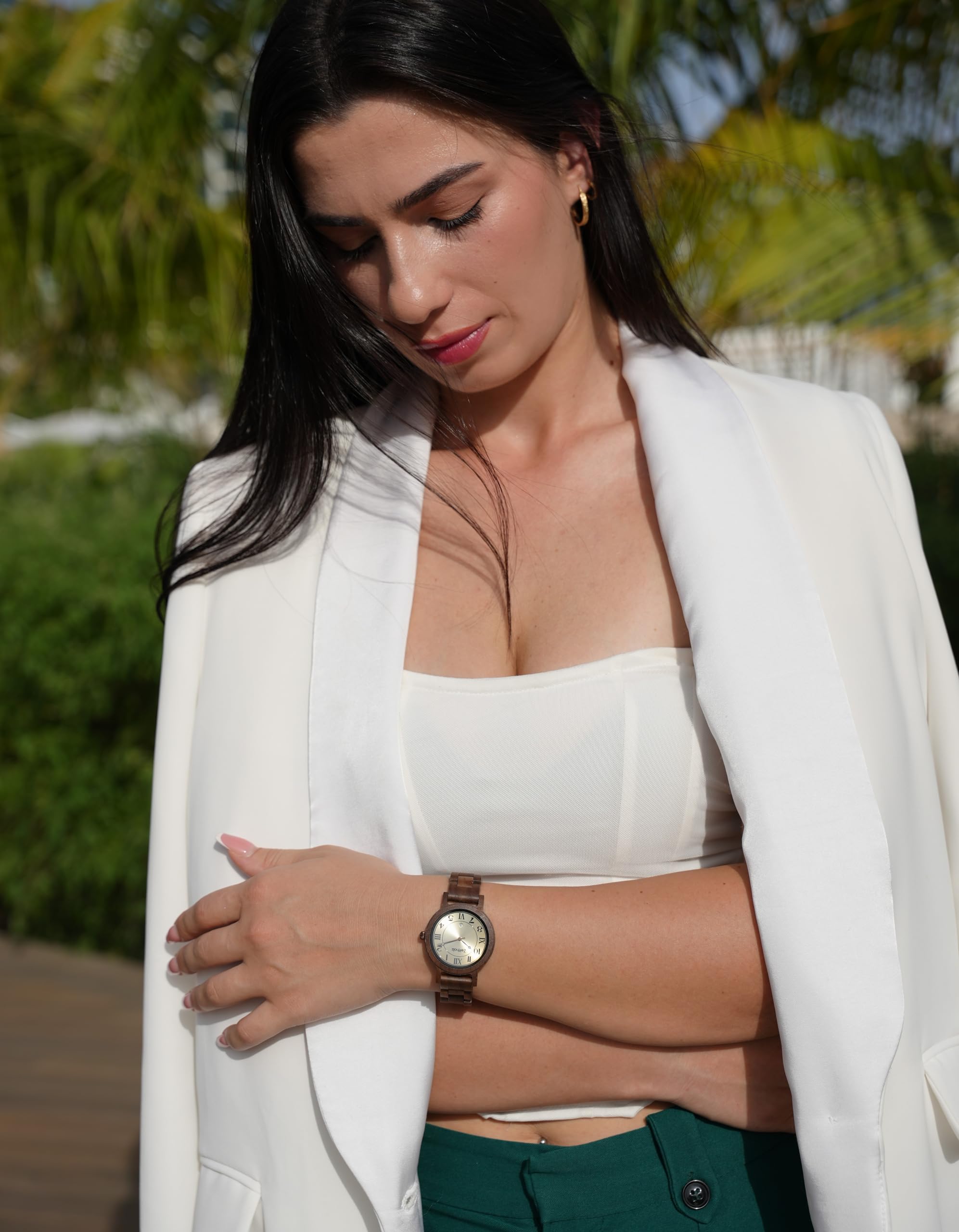 Zeitholz Wooden Watch for Women - 36mm Wolkenstein Analog Watch with Natural Wood, Japanese Quartz Movement & Monthly Calendar - Perfect for Casual Wear, Office & Eco-Friendly Gifts