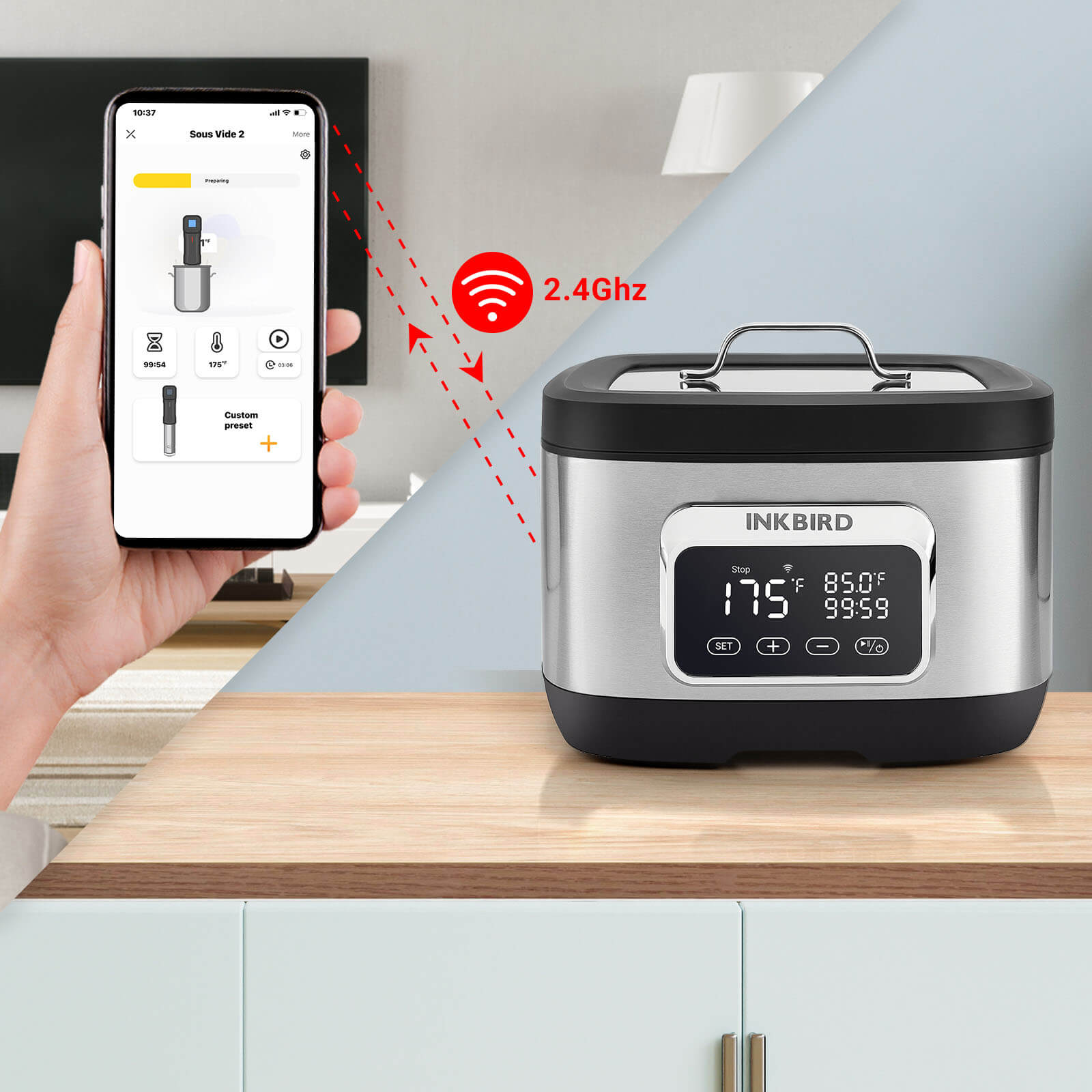 All In One WiFi Sous Vide Cooker ISV 500W - Precision Temperature Control for Steak, Chicken & Seafood - Perfect for Home Chefs & Restaurant Use