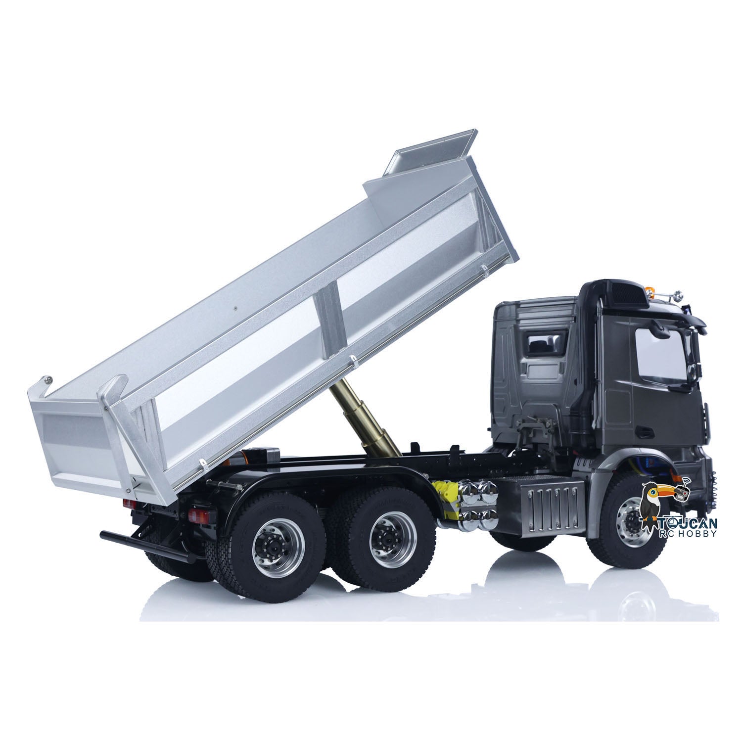 1/14 Scale RC Hydraulic Dumper Truck - 2-Speed Metal Chassis Tipper Model Car with Light & Sound - US Stock - Perfect for Construction Site Simulation and RC Hobby Enthusiasts