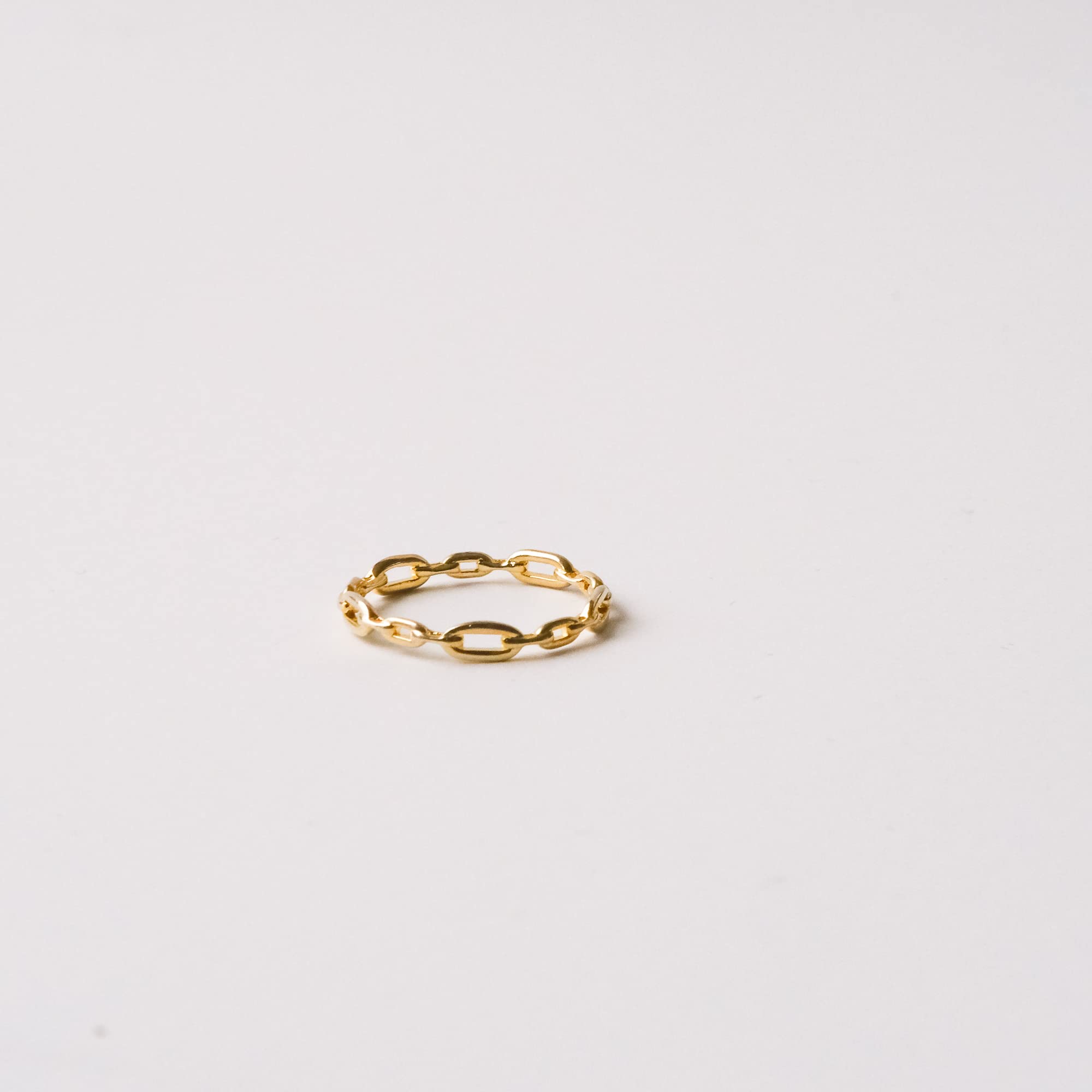 18K Gold Plated Simple Link Ring for Women - Minimalist Stacking Band, Dainty Gold Rings for Everyday Wear | Perfect for Layering, Gifts & Special Occasions