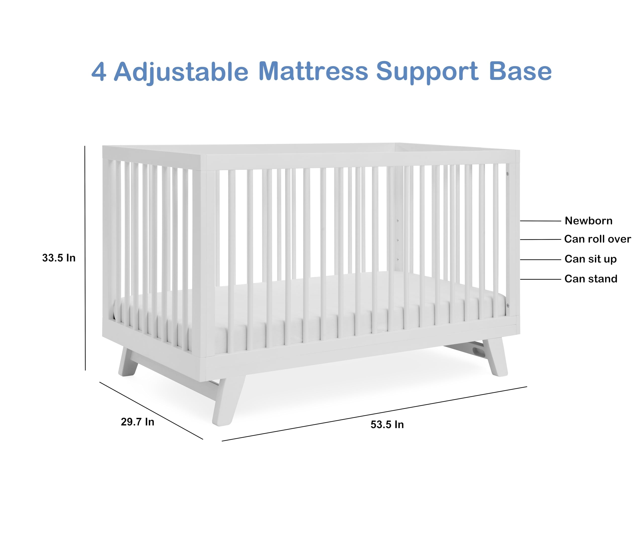 Astin White 3-in-1 Convertible Baby Crib - Transforms to Toddler Bed & Daybed, Fits Standard Full-Size Crib Mattress, 4 Adjustable Heights - Perfect for Nursery, Bedroom Transition & Co-Sleeping