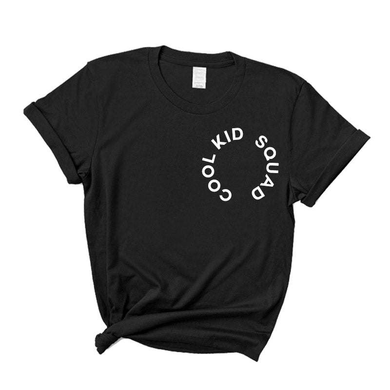 Cool Mama & Cool Kid Squad Matching Black Round Neck T-Shirts - Perfect for Family Outfits and Casual Wear