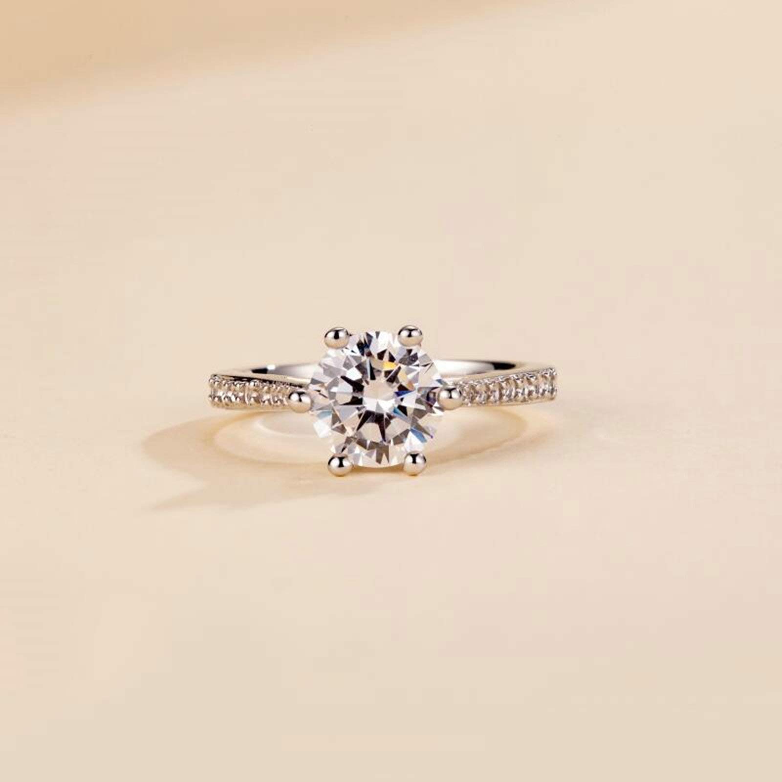 Daesar 925 Sterling Silver Promise Ring for Women - Round White Cubic Zirconia Wedding Band, Engagement Ring, Anniversary Gift (Perfect for Proposals, Valentine's Day & Special Occasions)