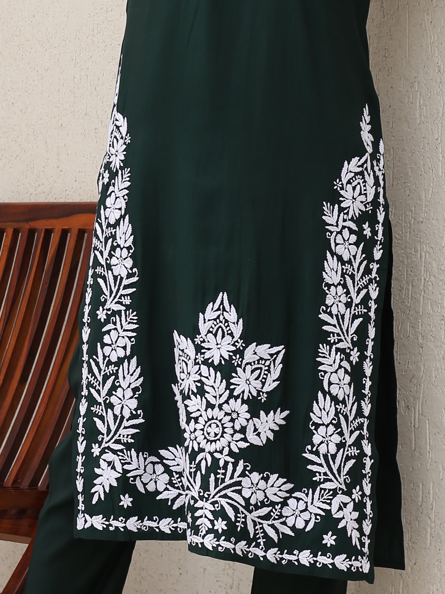 Elegant Saba Chikankari Kurta Set in Premium Modal Silk - Green Ethnic Outfit for Women | Perfect for Festivals, Weddings & Special Occasions