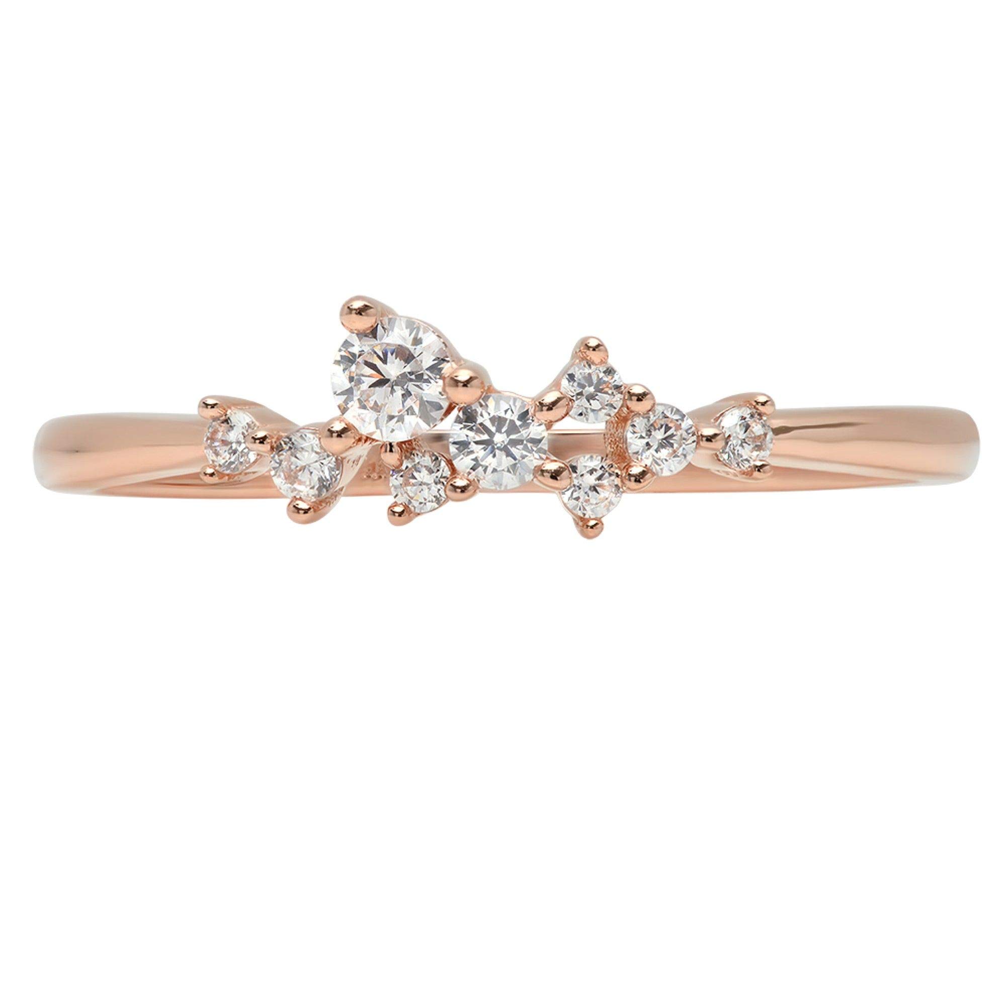 0.17 Carat Natural Diamond Ring - Round Brilliant Cut, SI1-SI2 Clarity, G-H Color, 18K Rose Gold, Stackable Wedding Band, Engagement Ring, Promise Ring, Art Deco Design | Perfect for Proposals, Anniversaries, Bridal Jewelry & Everyday Elegance
